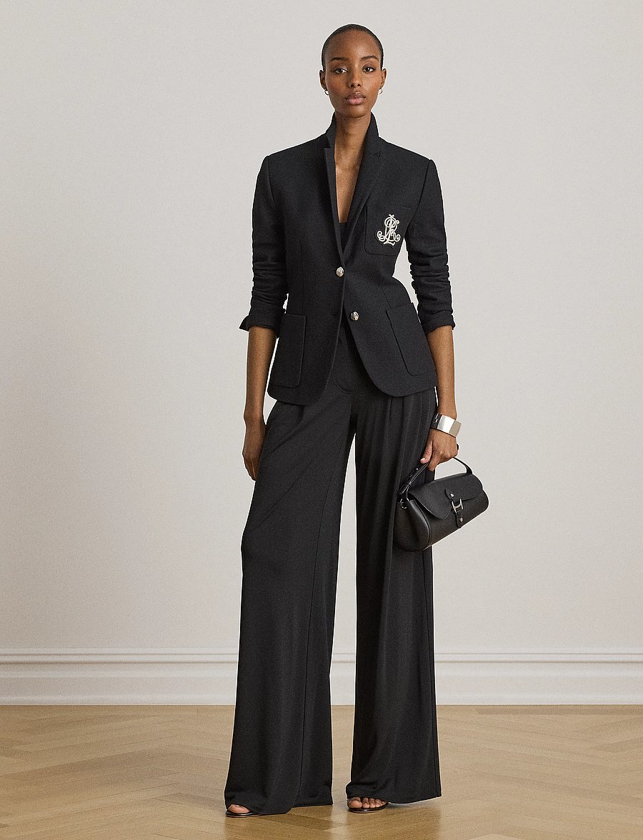 Lauren Ralph Lauren - Pleated Stretch Jersey Wide-Leg Pant - anzugshosen - black - 0