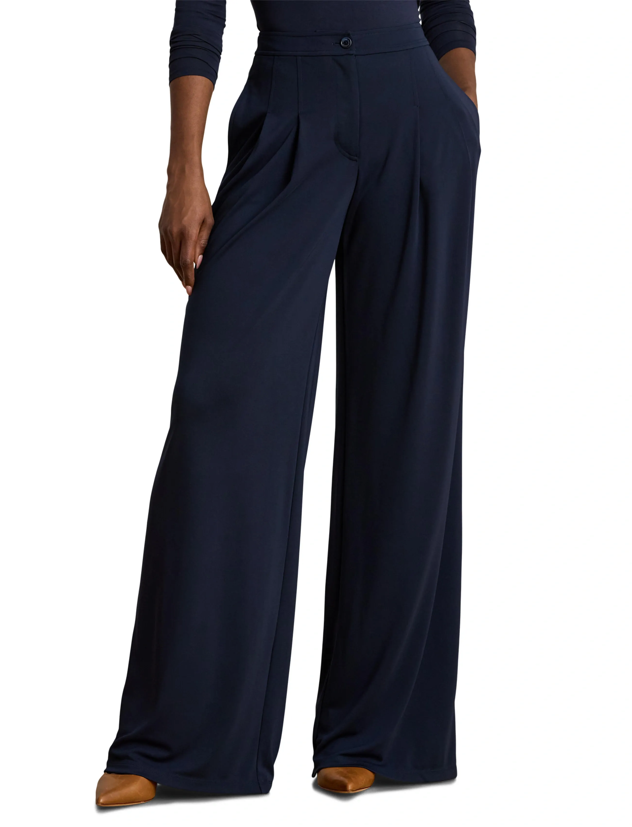 Lauren Ralph Lauren STR MATTE JERSEY-R-KNIT PANT - Kleidung - LAUREN NAVY / navy
