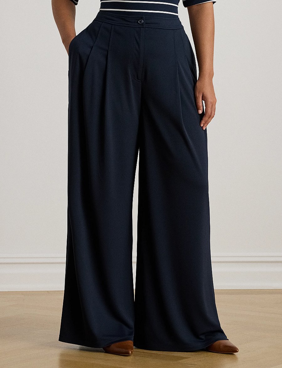 Lauren Ralph Lauren - Pleated Stretch Jersey Wide-Leg Pant - anzugshosen - lauren navy - 3