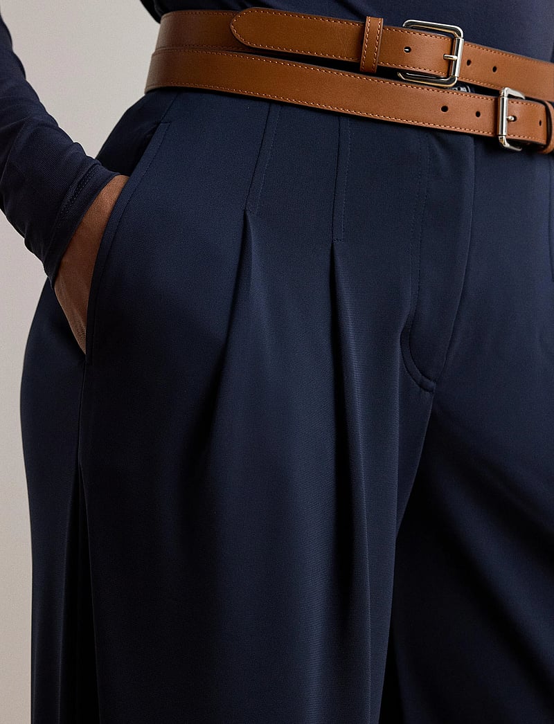 Lauren Ralph Lauren - Pleated Stretch Jersey Wide-Leg Pant - dalykinio stiliaus kelnės - lauren navy - 5