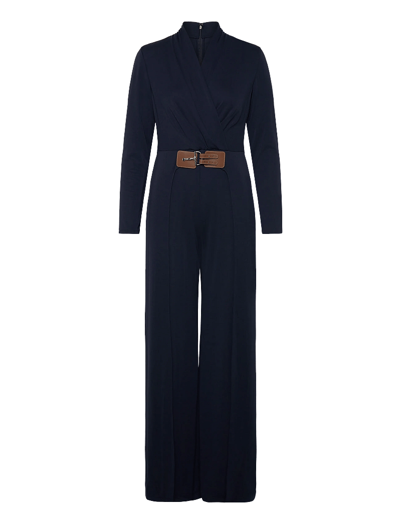 Lauren Ralph Lauren - Buckle-Trim Jersey Surplice Jumpsuit - jumpsuits - lauren navy - 0