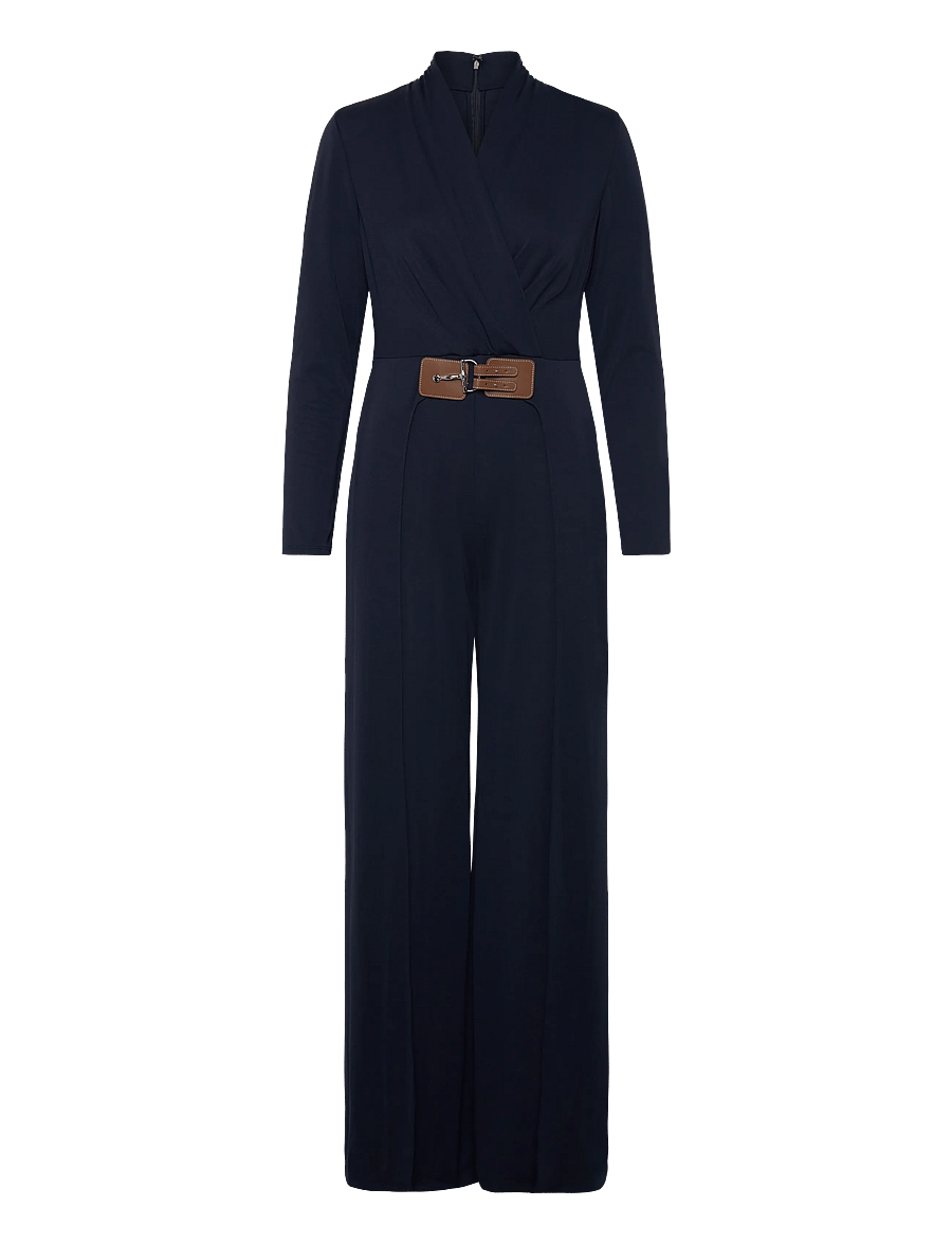 Lauren Ralph Lauren - Buckle-Trim Jersey Surplice Jumpsuit - lauren navy - 0
