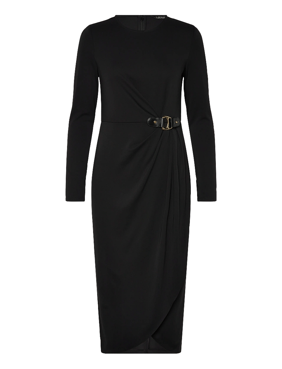 Lauren Ralph Lauren - Buckle-Trim Stretch Jersey Dress - black - 0