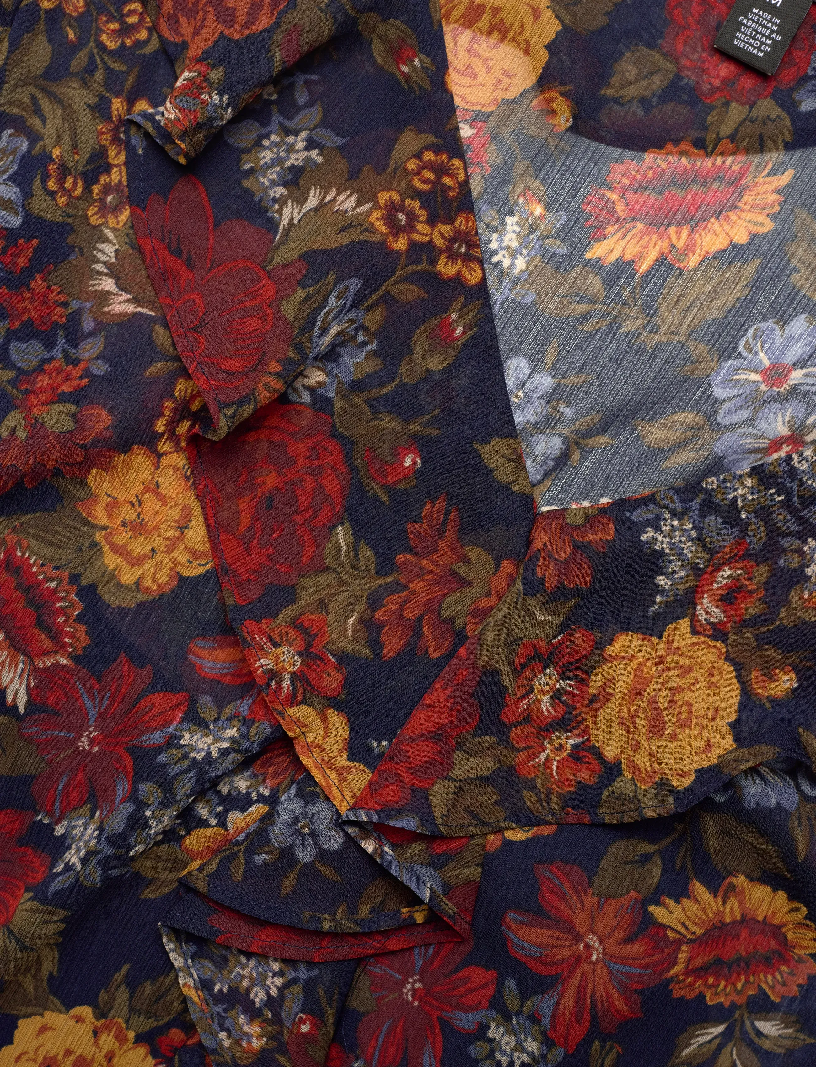 Lauren Ralph Lauren - Floral Ruffle-Trim Georgette Blouse - stutterma blússur - navy multi - 3