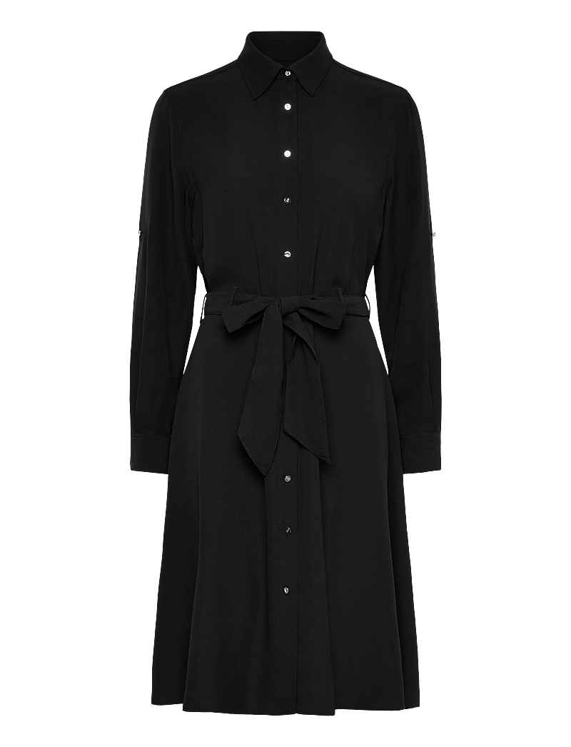 Lauren Ralph Lauren - Double-Faced Georgette Shirtdress - hemdkleider - black - 0