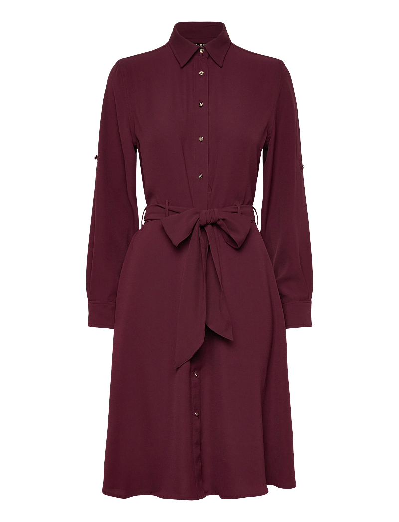 Lauren Ralph Lauren - Double-Faced Georgette Shirtdress - hemdkleider - dark garnet - 0