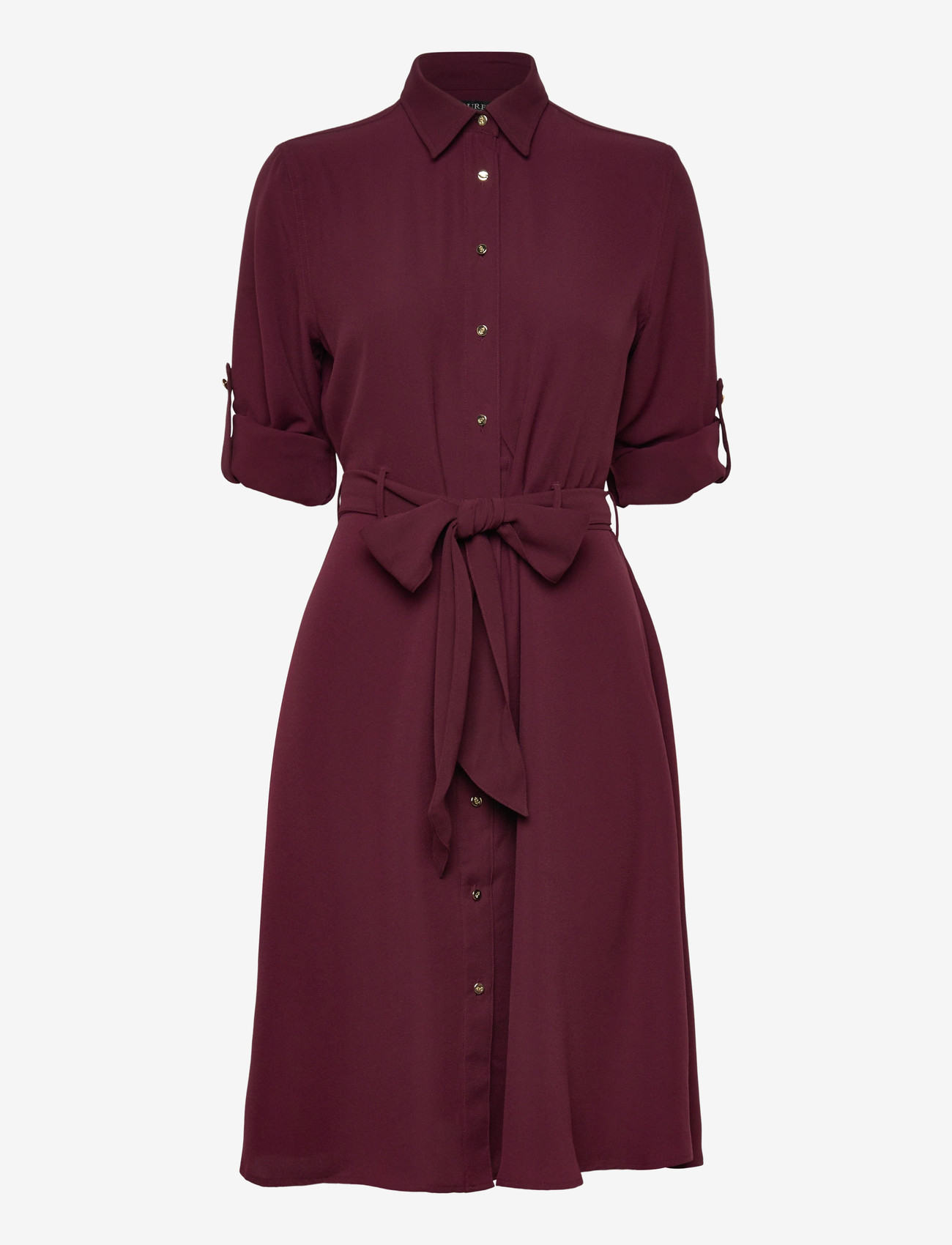 Lauren Ralph Lauren - Double-Faced Georgette Shirtdress - hemdkleider - dark garnet - 2