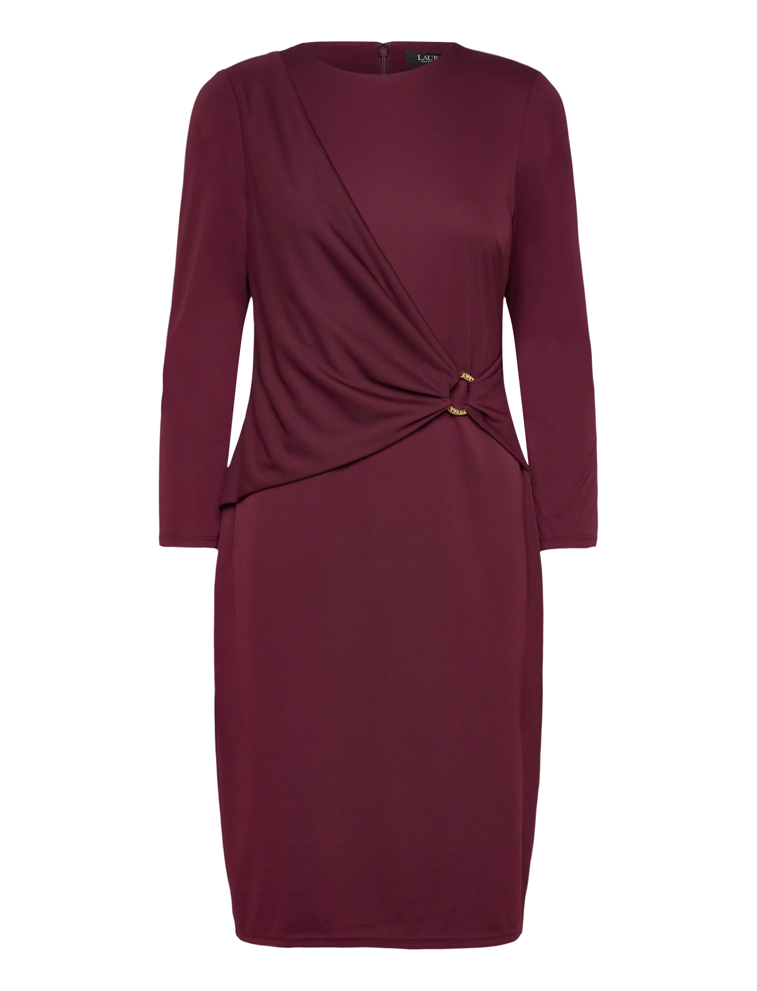 Jersey Three-Quarter-Sleeve Dress - DARK GARNET