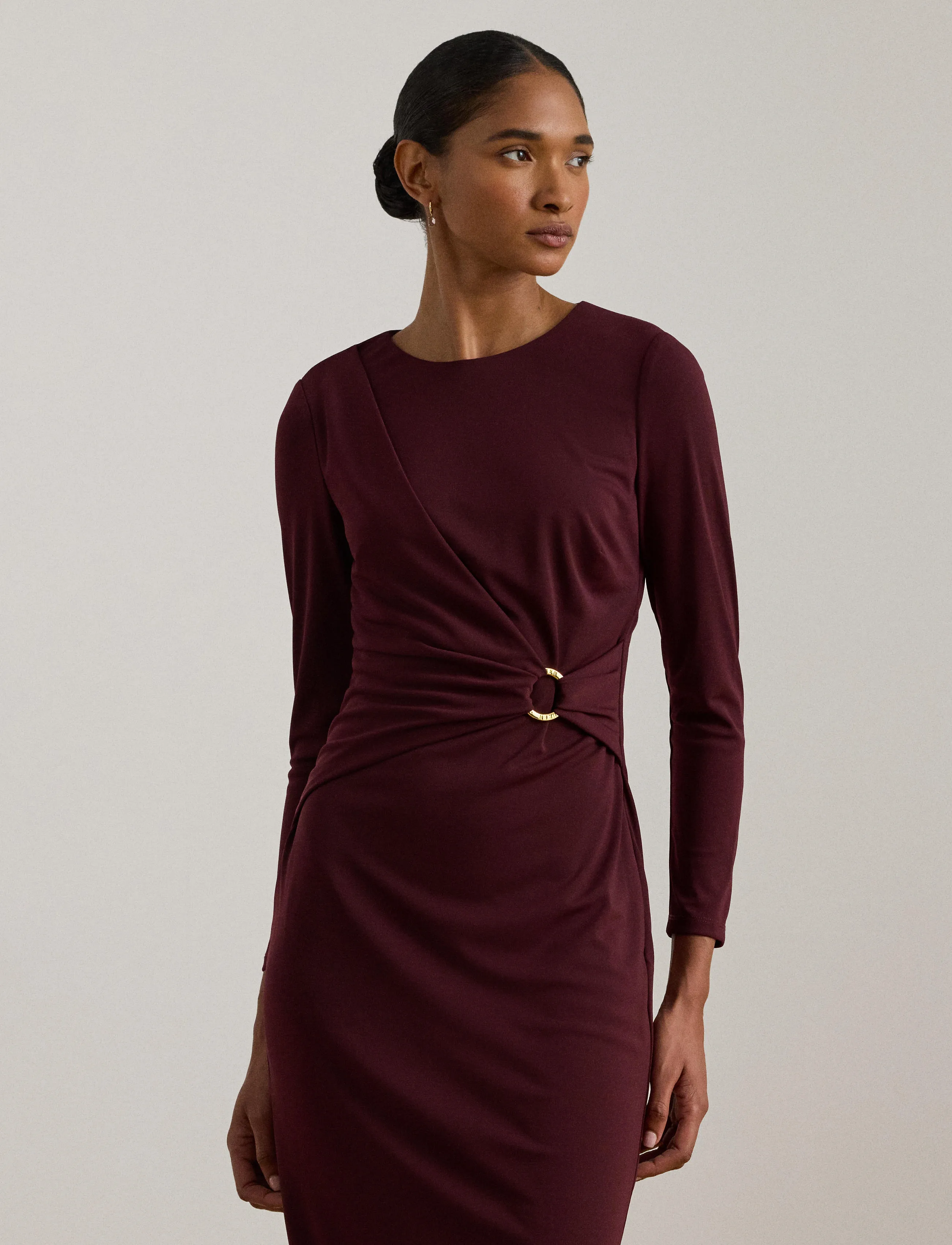 Lauren Ralph Lauren Jersey Three-Quarter-Sleeve Dress - Suknelės - DARK GARNET / burgundy