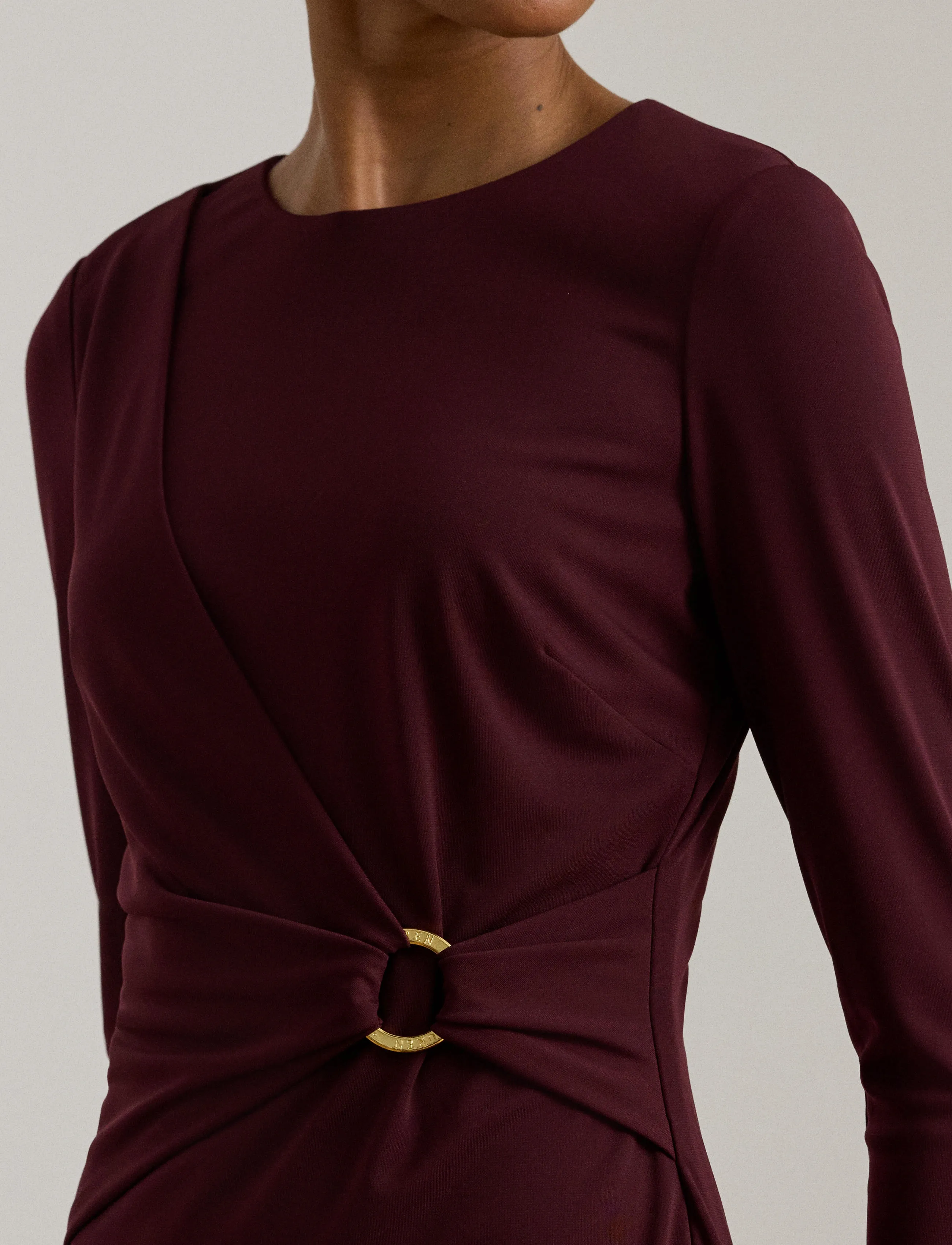 Lauren Ralph Lauren - Jersey Three-Quarter-Sleeve Dress - robes portefeuille - dark garnet - 4