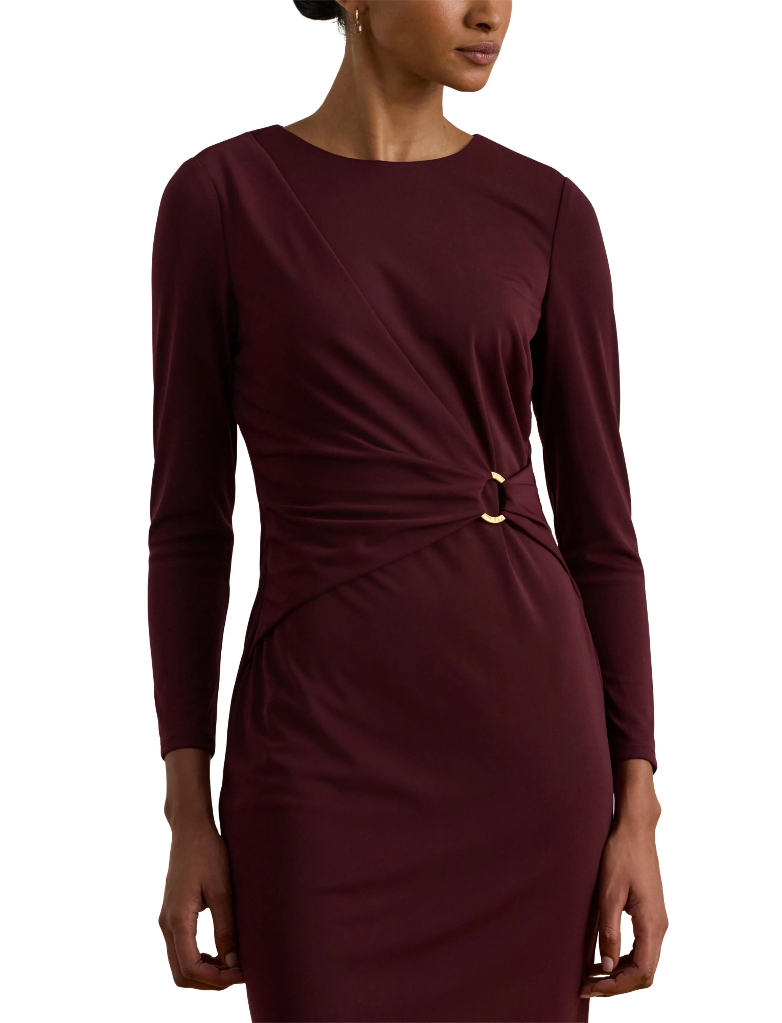 Lauren Ralph Lauren - Jersey Three-Quarter-Sleeve Dress - robes portefeuille - dark garnet - 5