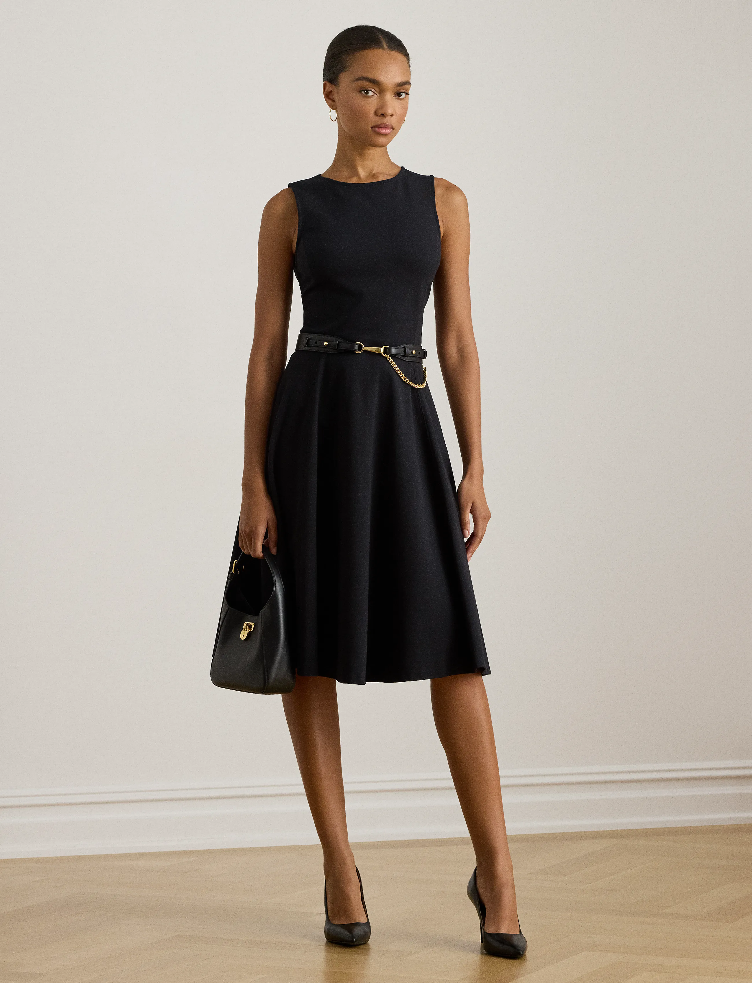 Lauren Ralph Lauren Ponte Sleeveless Dress - Midikleidid - BLACK / black
