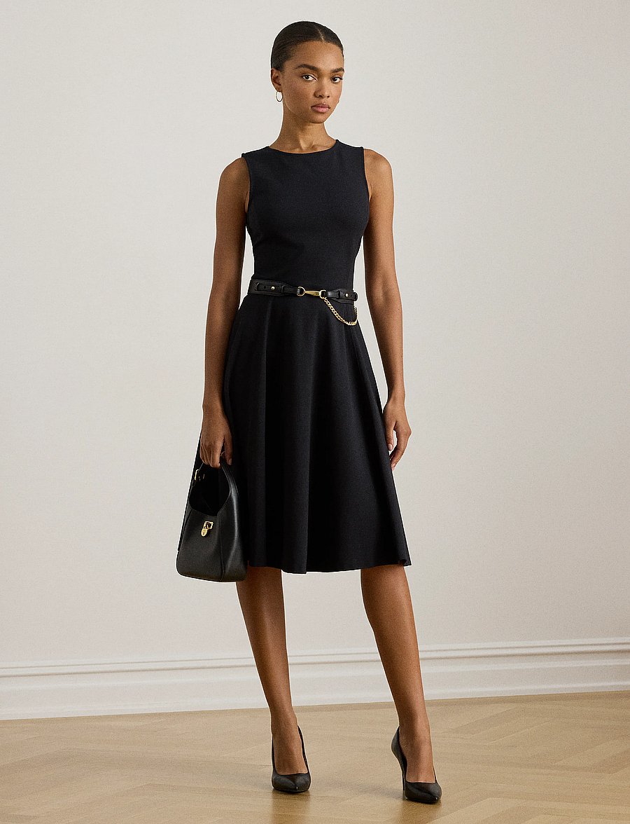 Lauren Ralph Lauren - Ponte Sleeveless Dress - midikleider - black - 0