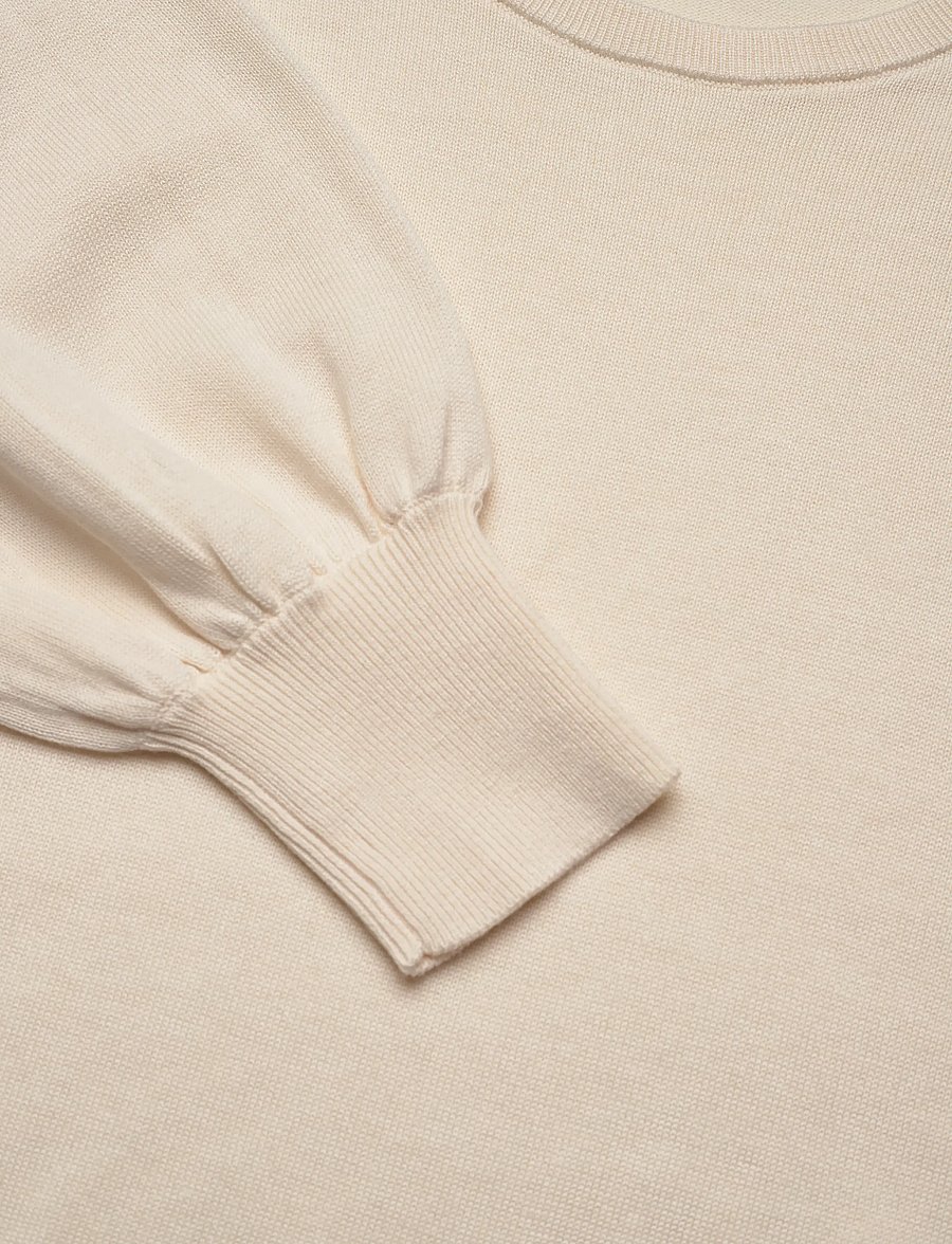 Lauren Ralph Lauren - Button-Trim Puff-Sleeve Sweater - mascarpone cream - 3