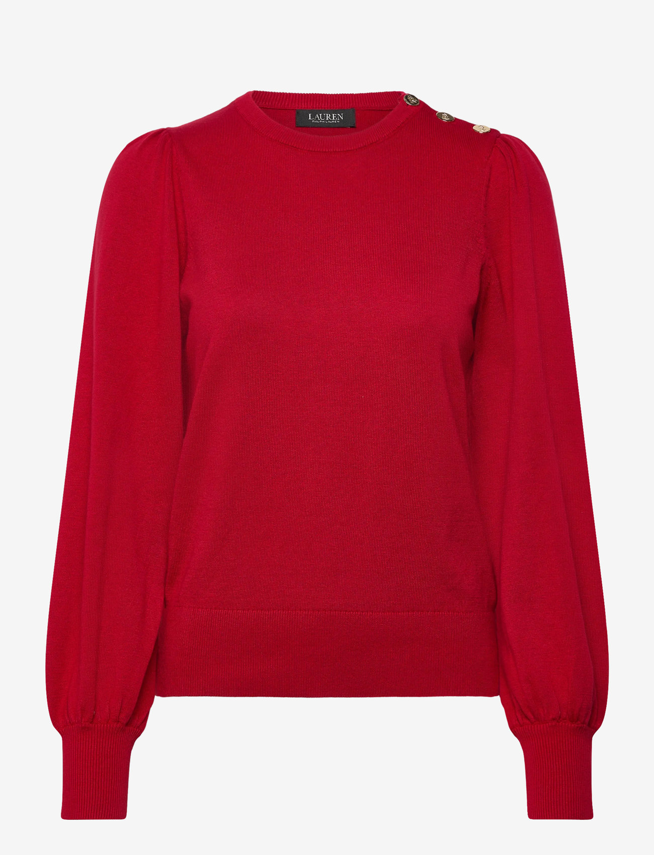 Lauren Ralph Lauren - Button-Trim Puff-Sleeve Sweater - trøjer - ralph red - 0