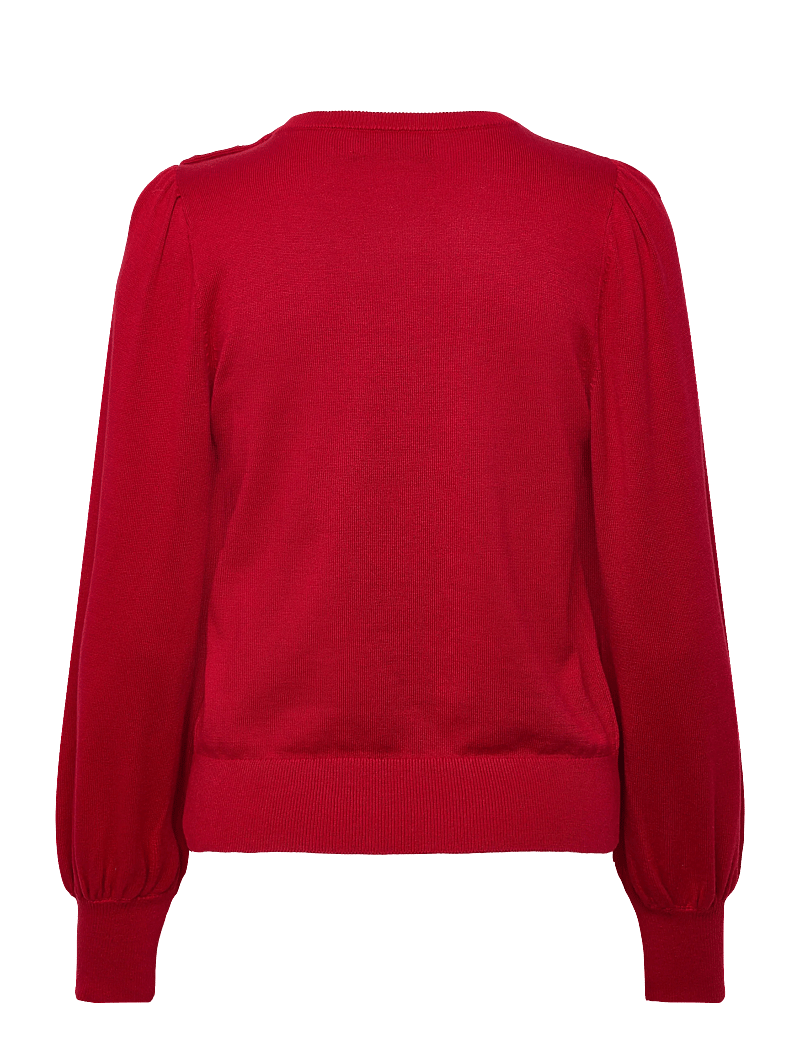 Lauren Ralph Lauren - Button-Trim Puff-Sleeve Sweater - langärmlige blusen - ralph red - 1