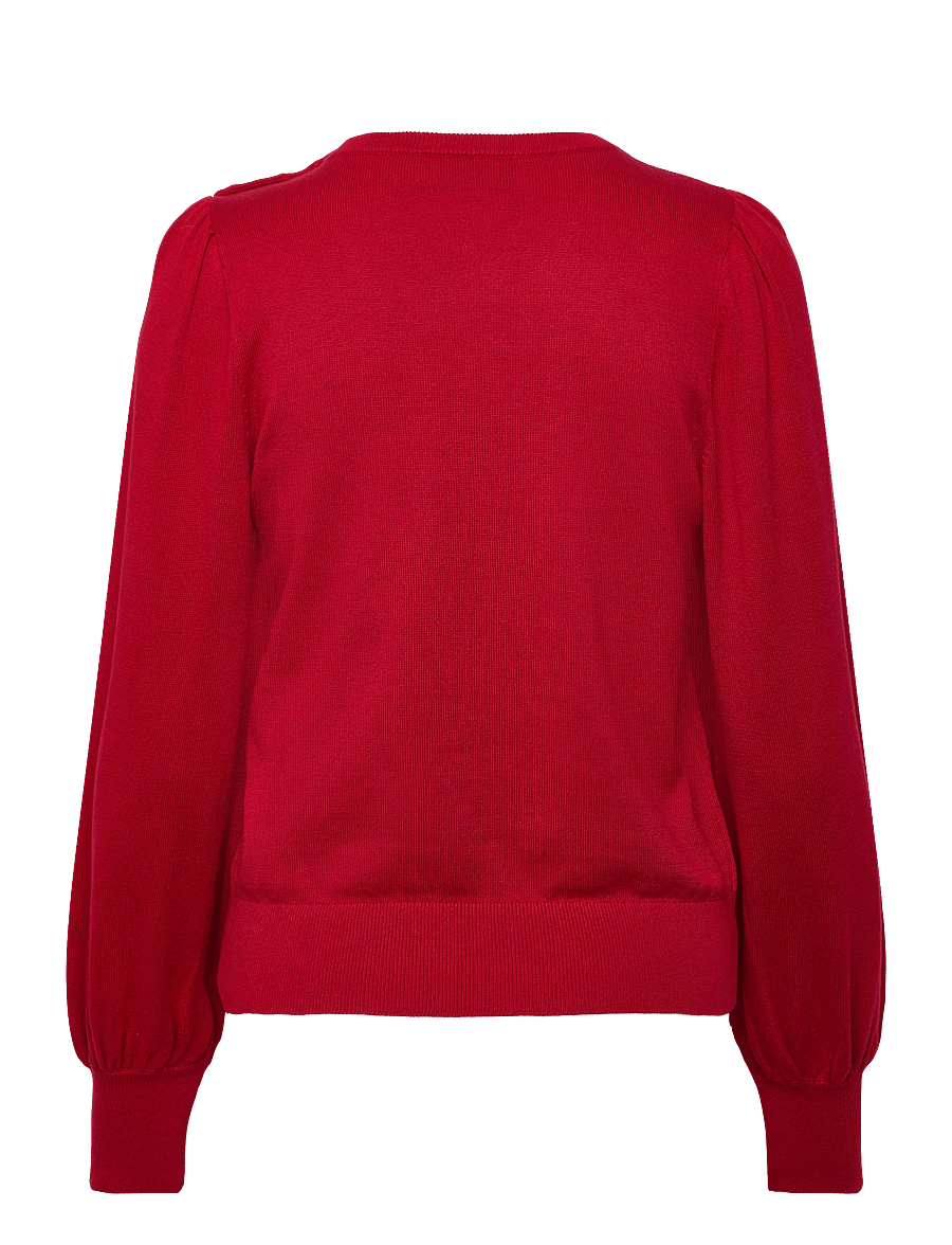 Lauren Ralph Lauren - Button-Trim Puff-Sleeve Sweater - langärmlige blusen - ralph red - 1