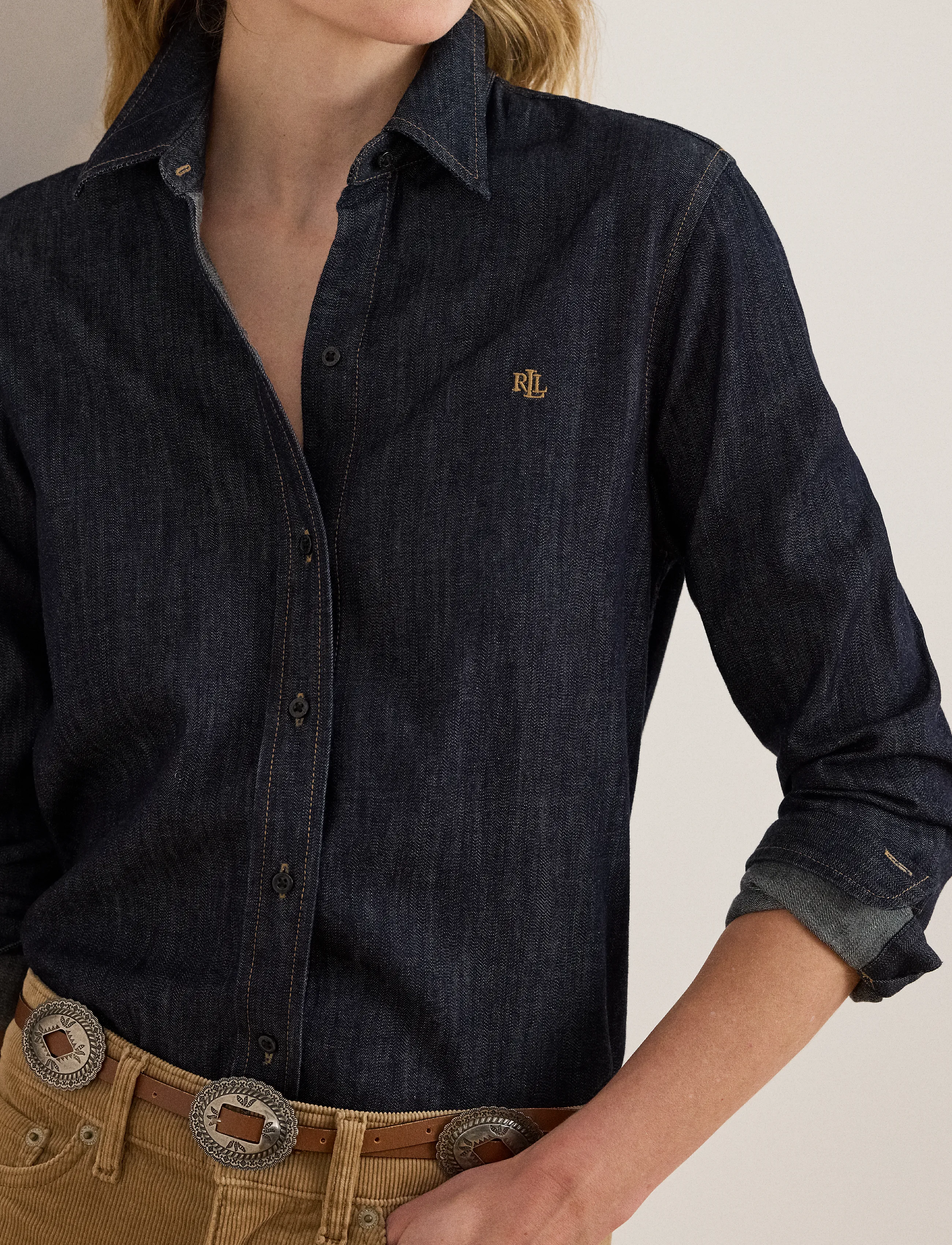 Lauren Ralph Lauren Classic Fit Denim Shirt - Lauren Ralph Lauren - RINSE WASH / navy