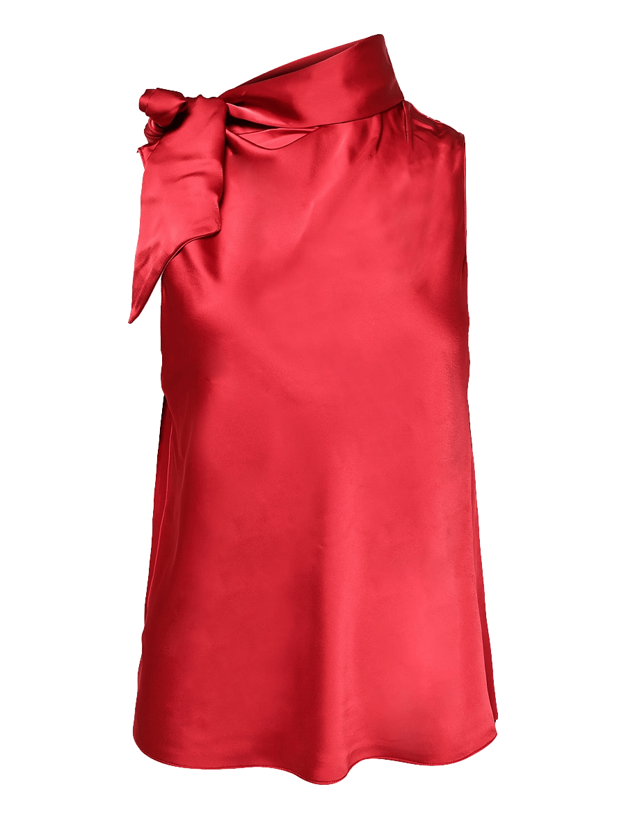 Lauren Ralph Lauren - Tie-Neck Charmeuse Sleeveless Blouse - Ærmeløse bluser - ralph red - 2