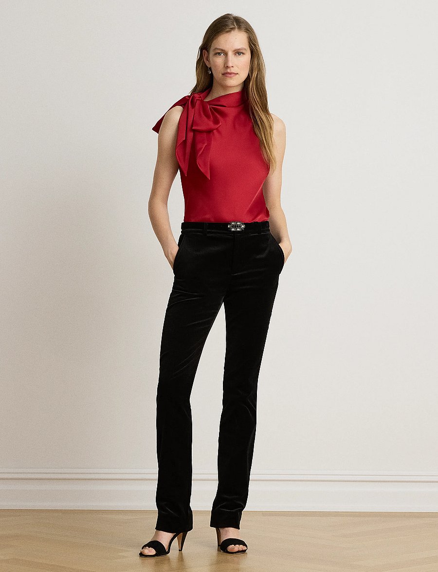 Lauren Ralph Lauren - Tie-Neck Charmeuse Sleeveless Blouse - Ærmeløse bluser - ralph red - 5