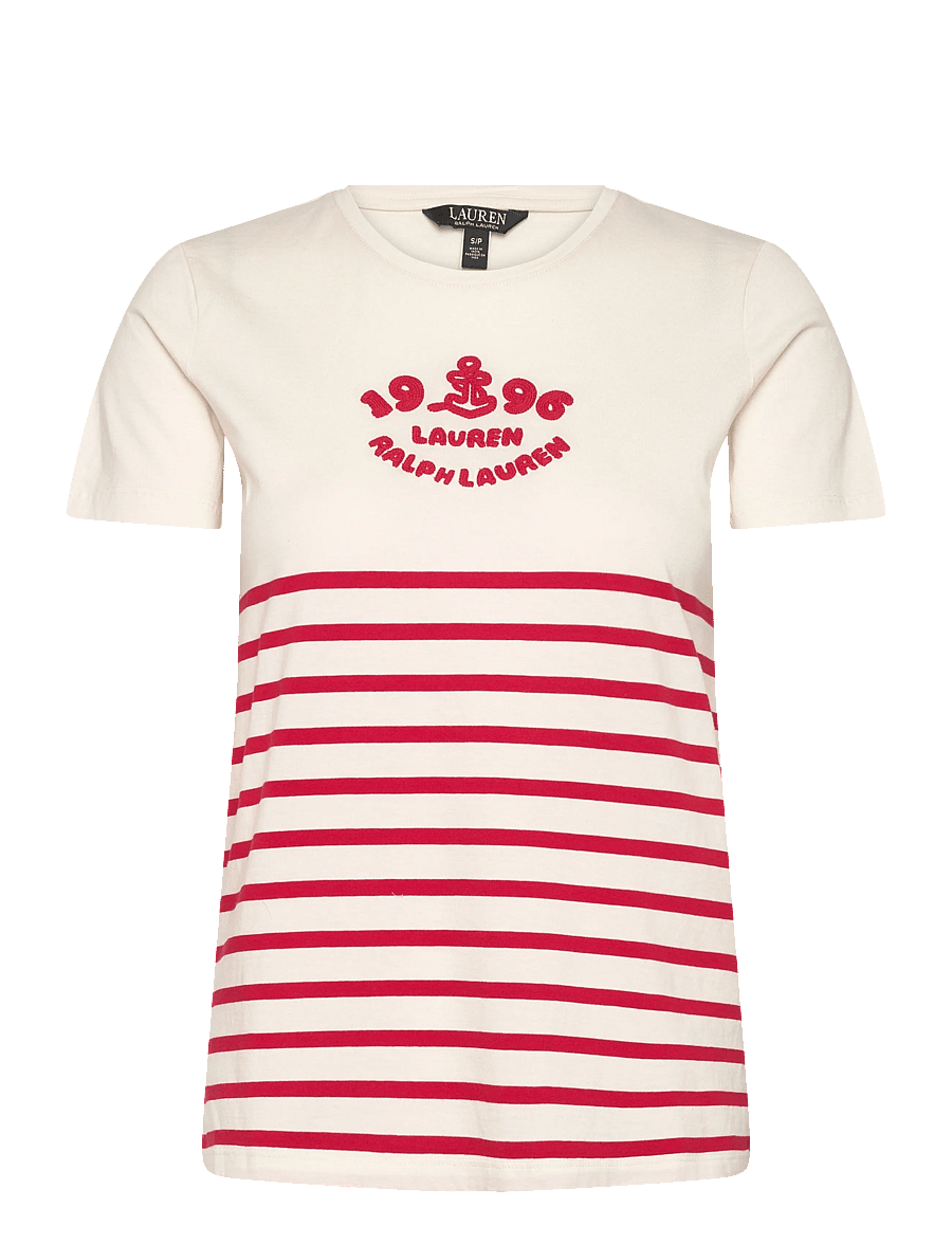 Lauren Ralph Lauren - COTTON JERSEY-KNT-T-SHIRT - neulepuserot - mascarpone cream - 0