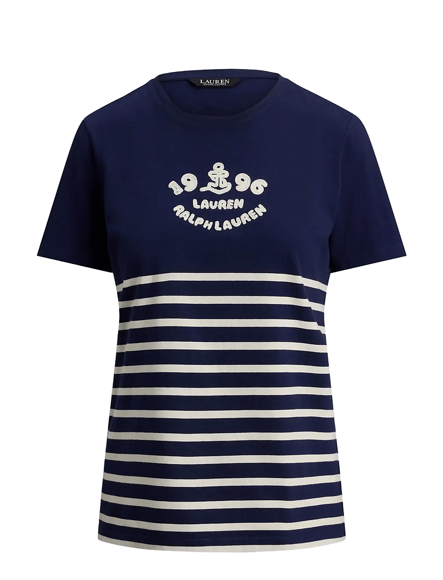 Lauren Ralph Lauren - COTTON JERSEY-KNT-T-SHIRT - striktrøjer - refined navy/masc - 1