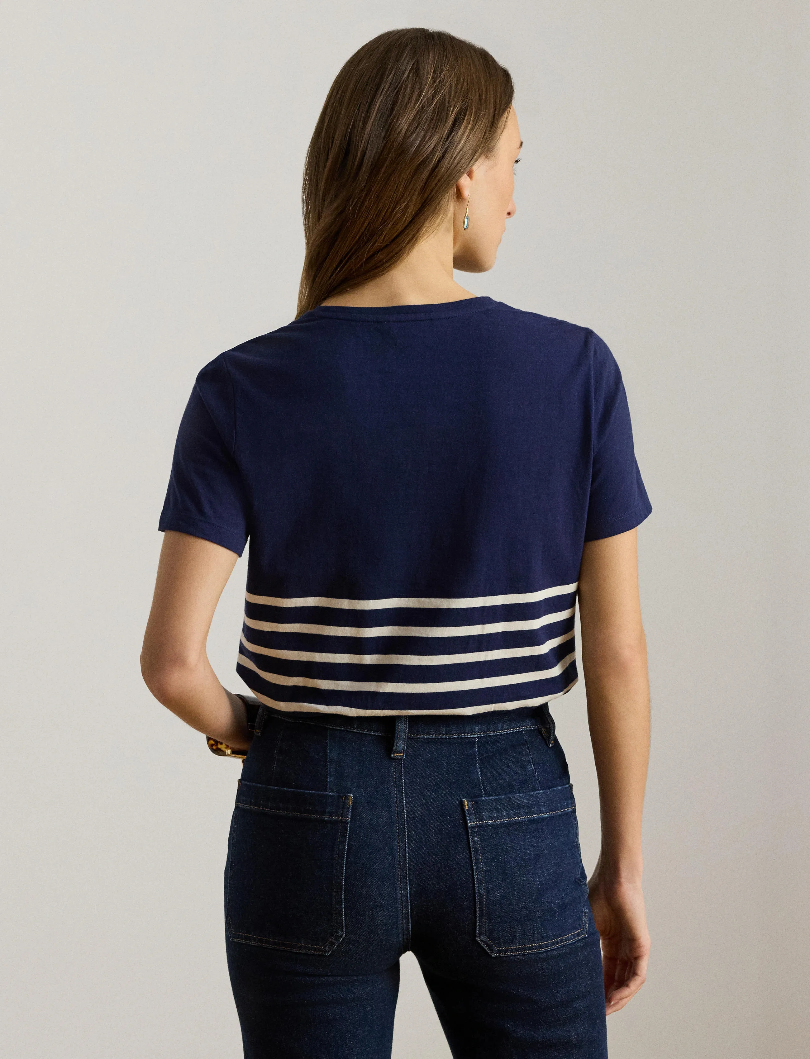 Lauren Ralph Lauren - COTTON JERSEY-KNT-T-SHIRT - striktrøjer - refined navy/masc - 3
