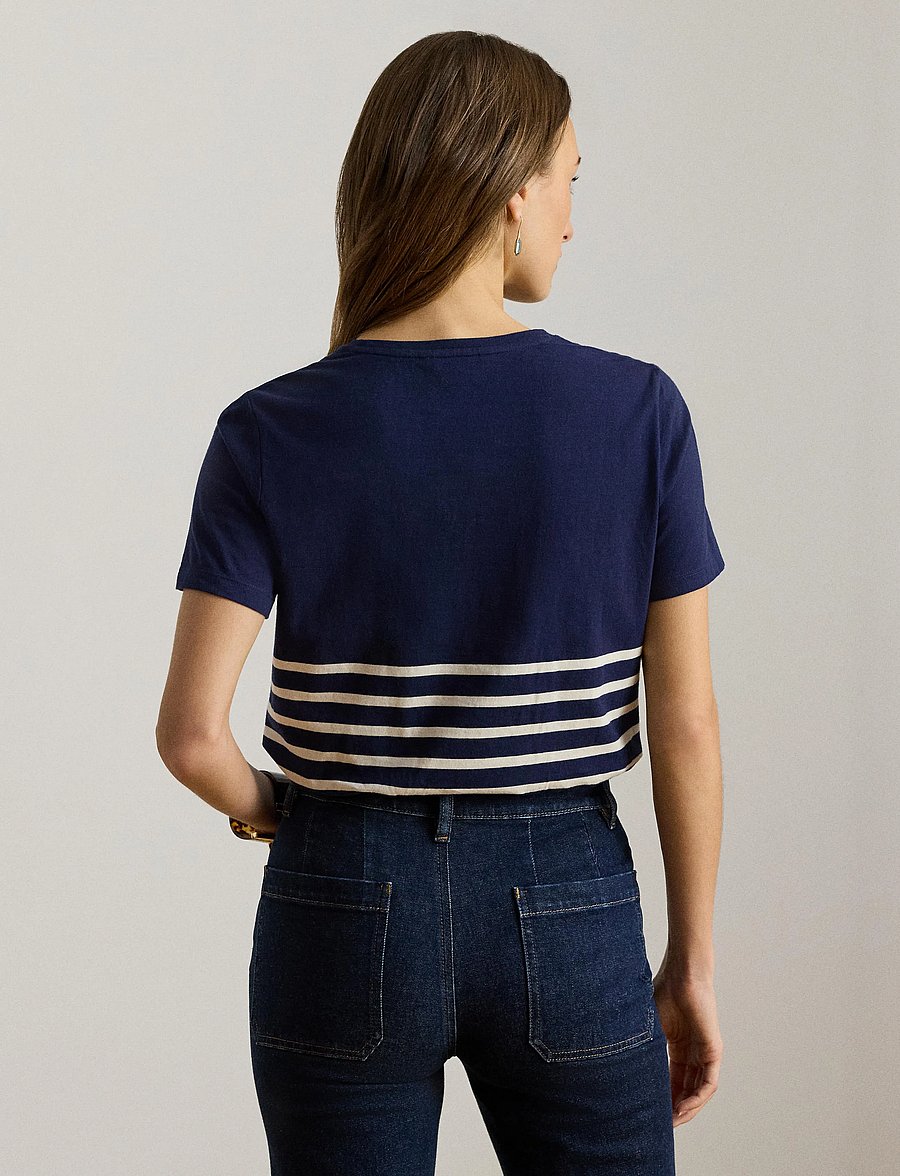 Lauren Ralph Lauren - COTTON JERSEY-KNT-T-SHIRT - striktrøjer - refined navy/masc - 3