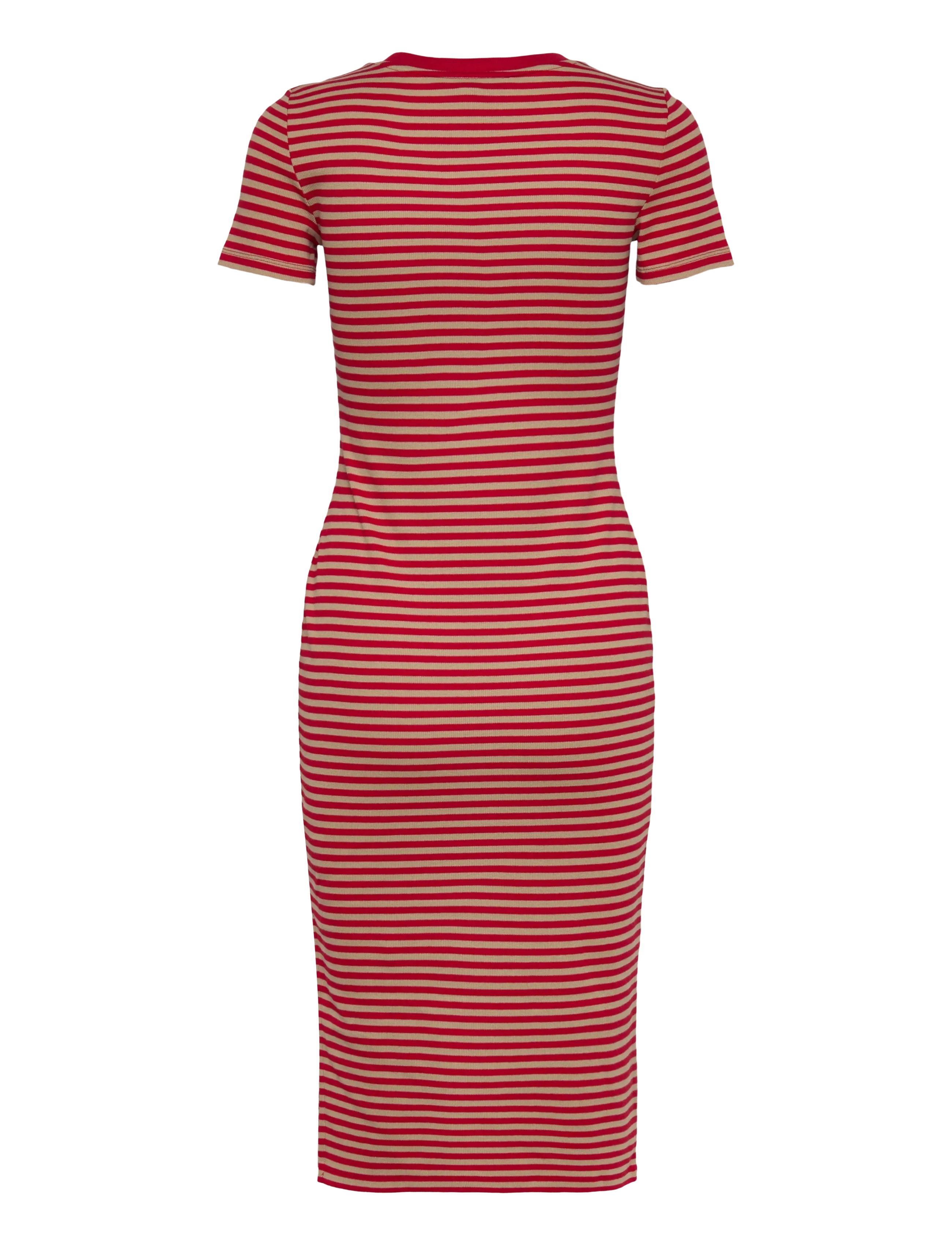 Lauren Ralph Lauren - Striped Cotton-Blend Ribbed Tee Dress - t-shirtkjoler - cruise red/birch - 2
