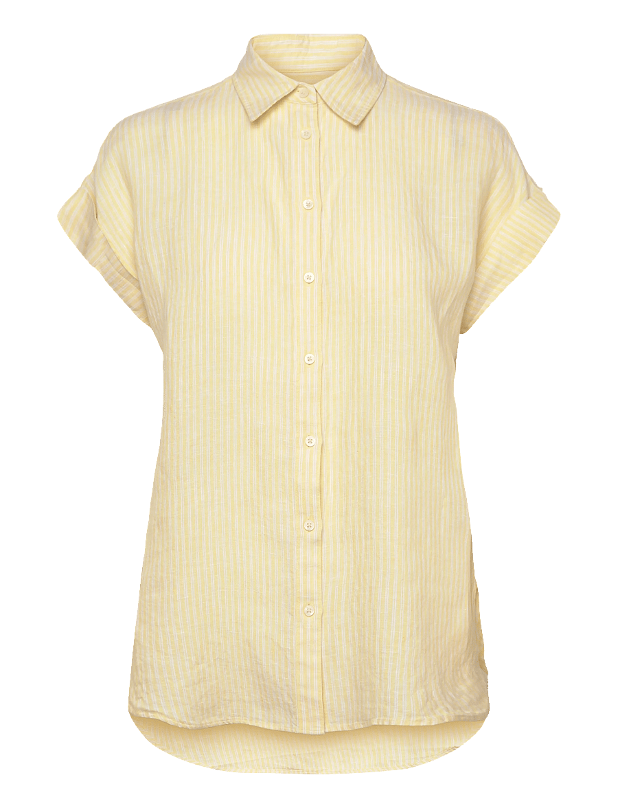Lauren Ralph Lauren - TISSUE LINEN-WVN-SHIRT - leinenhemden - yellow/white - 1