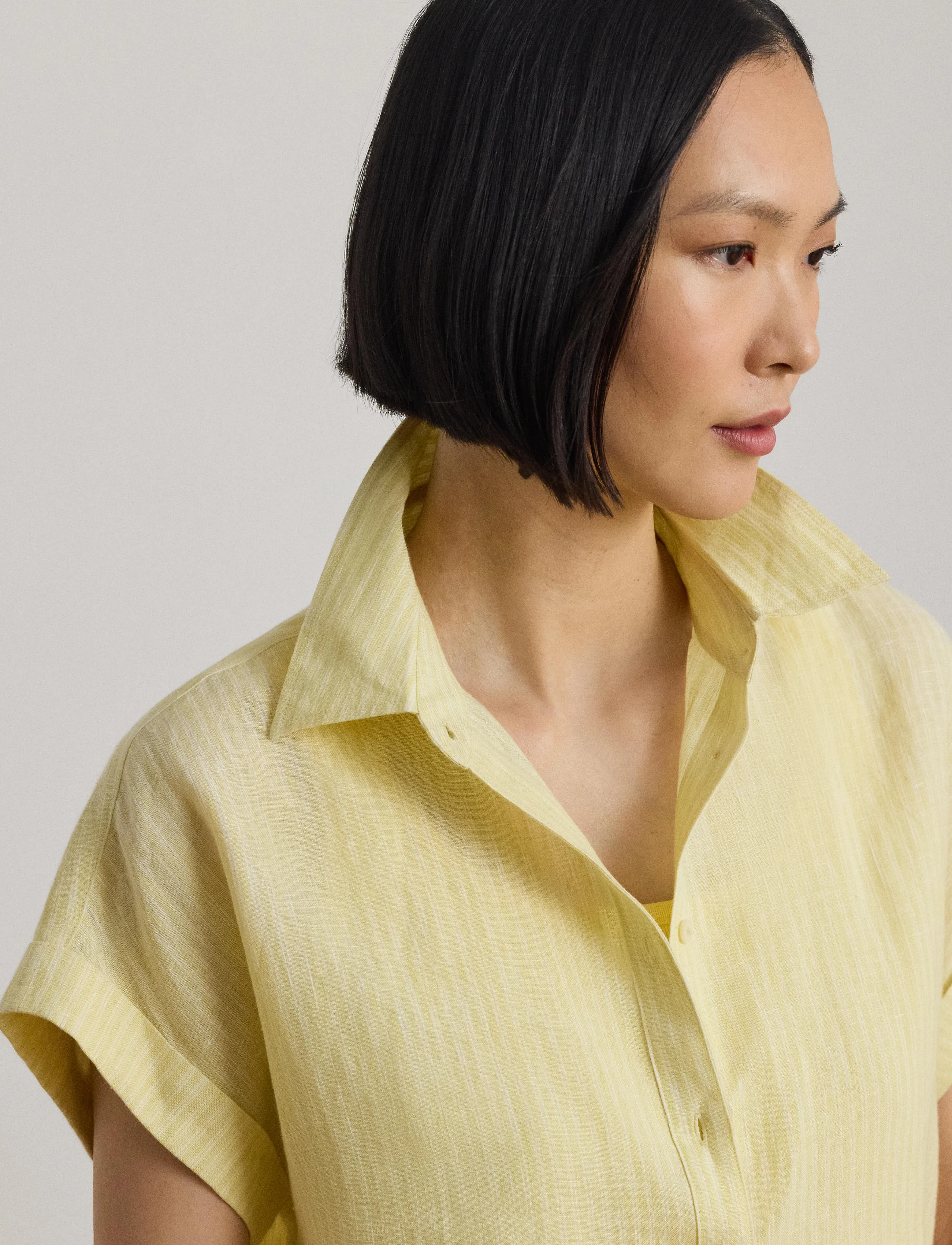 Lauren Ralph Lauren - TISSUE LINEN-WVN-SHIRT - hørskjorter - yellow/white - 4