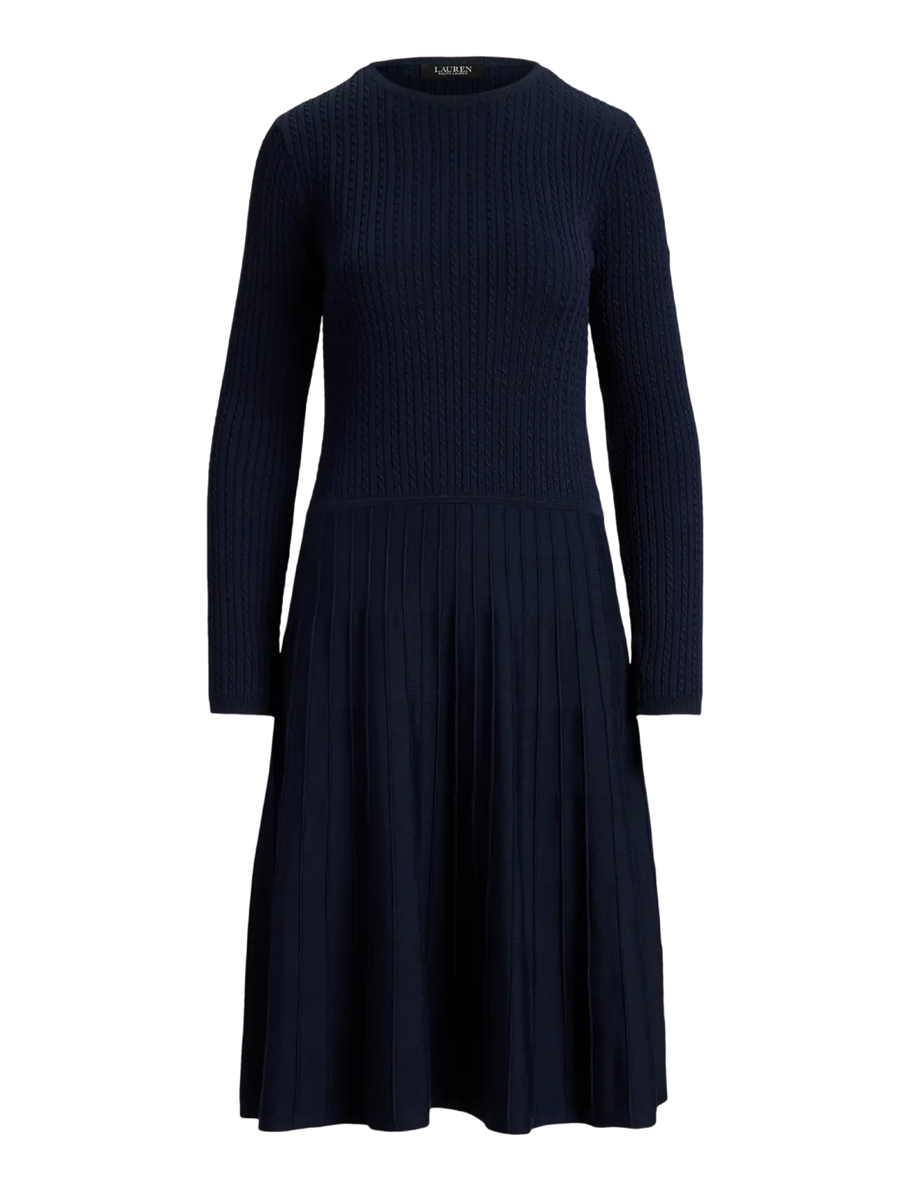 Lauren Ralph Lauren - BR RAYON PL CTN/NYL-SWTR-DRESSES - stickade klänningar - lauren navy - 1