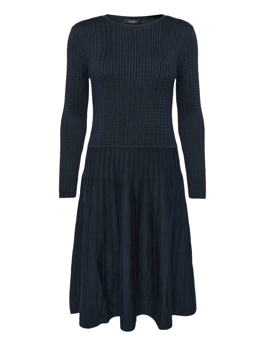 Lauren Ralph Lauren - BR RAYON PL CTN/NYL-SWTR-DRESSES - strickkleider - lauren navy - 1