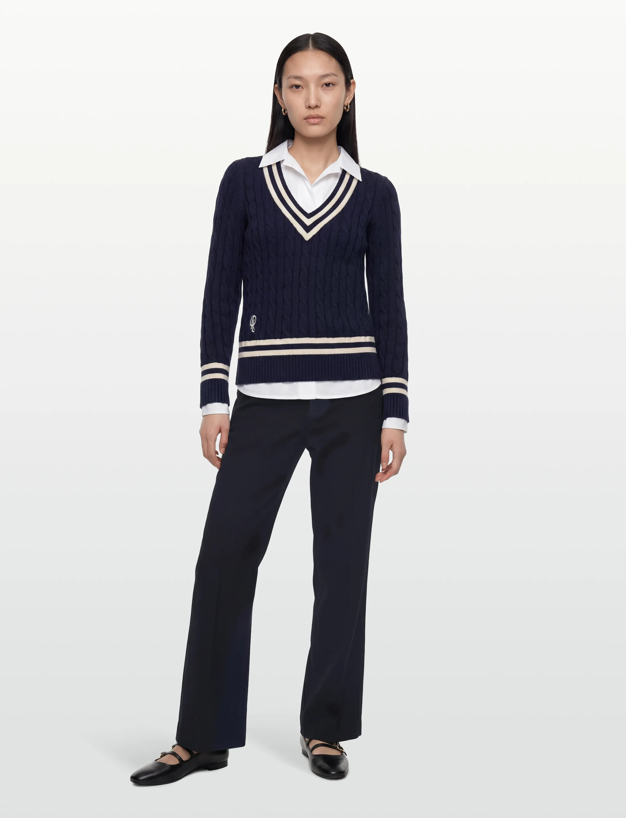 Lauren Ralph Lauren GASSED COTTON-SWEATER-PULLOVER - Strickmode - REFINED NAVY/MASC / navy