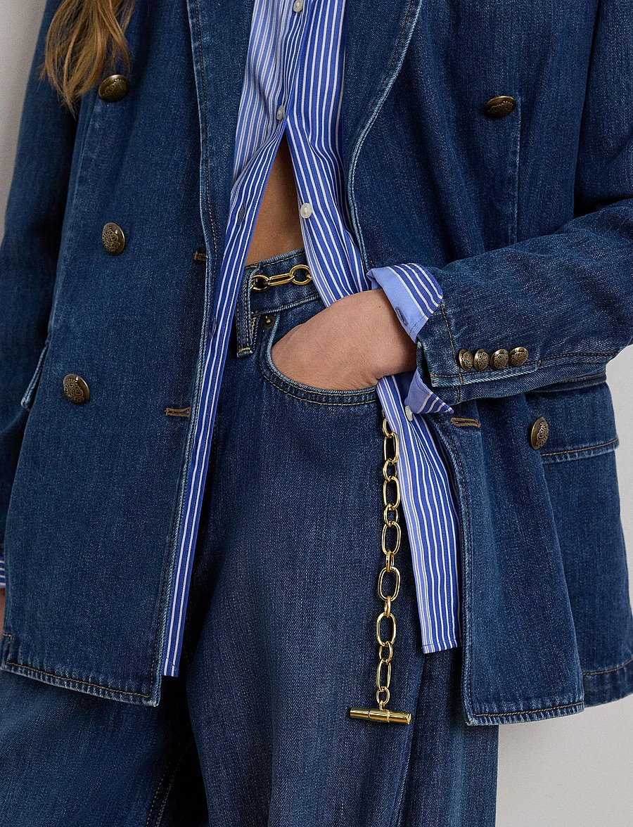Lauren Ralph Lauren - 3X1 RIGID DENIM-WVN-BLAZER/SPORT CO - tvíhnepptir jakkar - maxen wash - 4