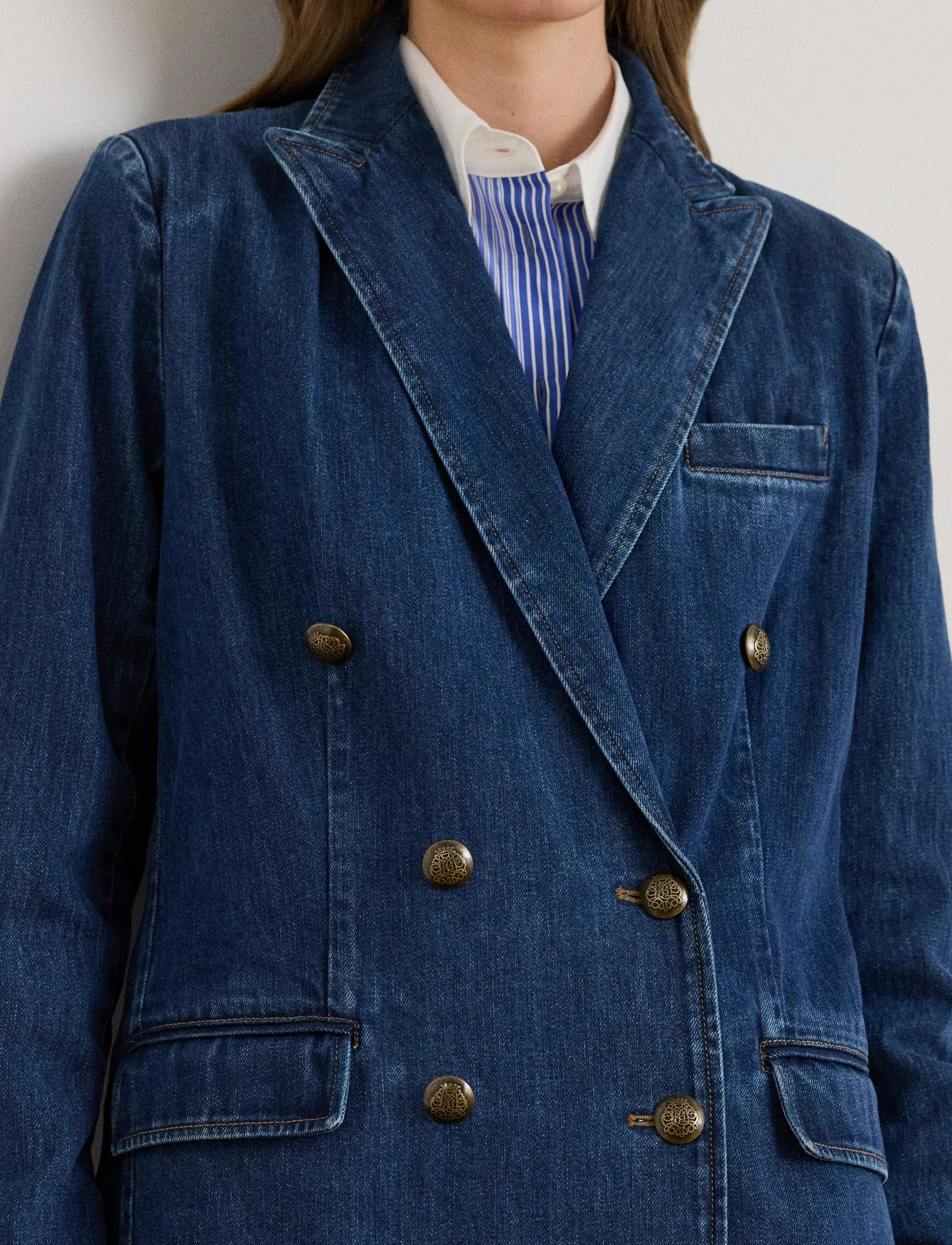 Lauren Ralph Lauren - 3X1 RIGID DENIM-WVN-BLAZER/SPORT CO - tvíhnepptir jakkar - maxen wash - 5