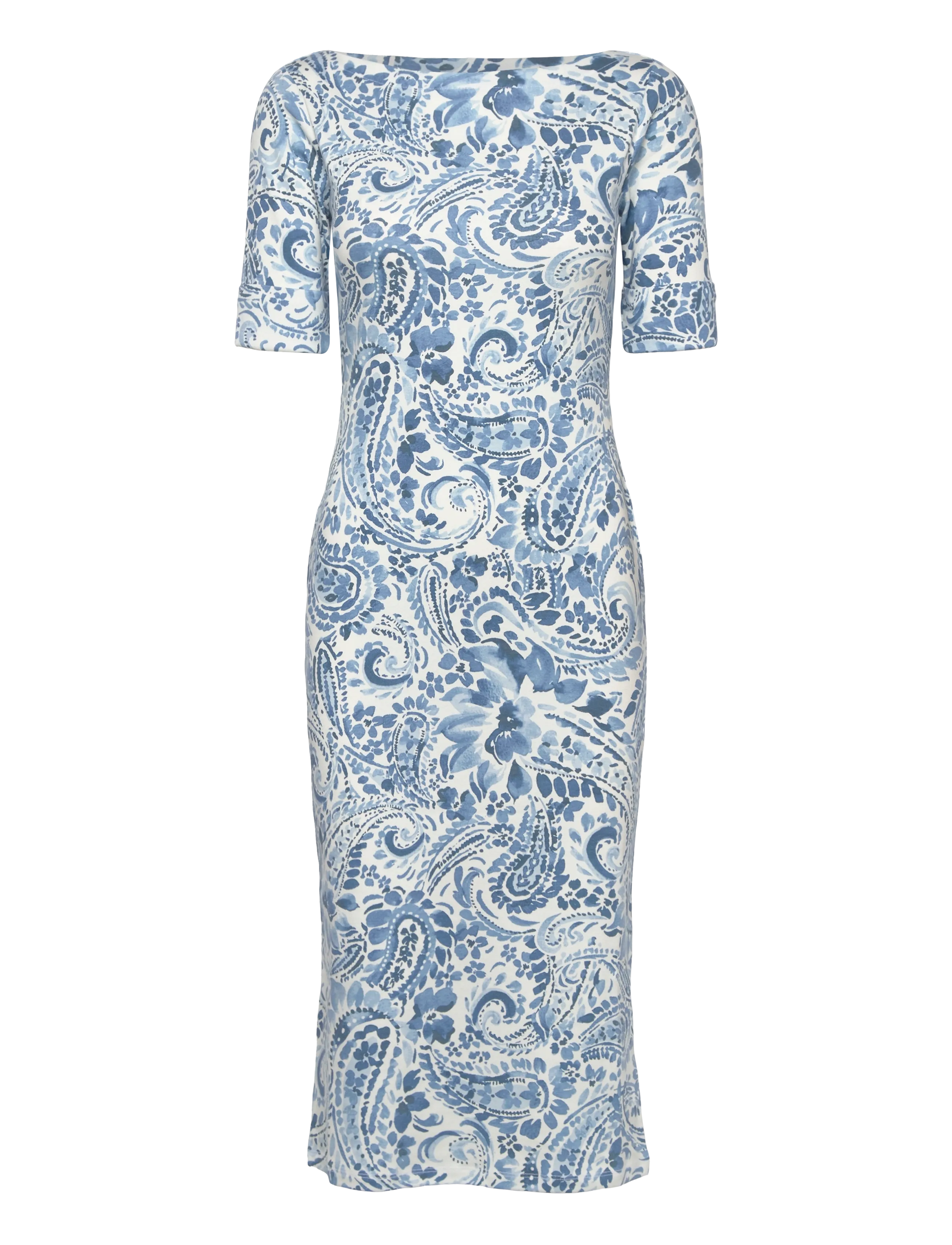 Lauren Ralph Lauren REFINED STR 1X1 RIB-KNT-DRESSES - Business tøj - WHITE/BLUE / blue