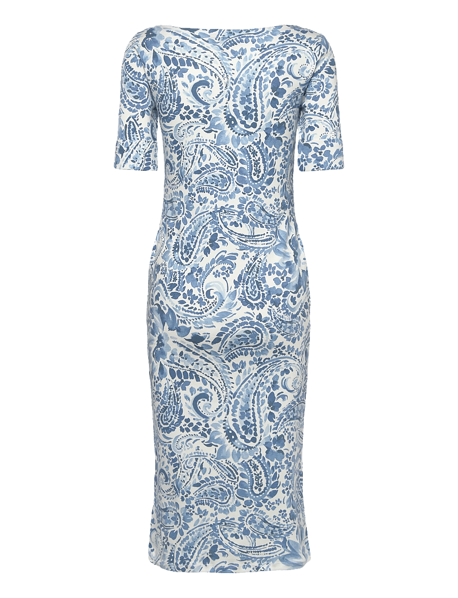 Lauren Ralph Lauren - REFINED STR 1X1 RIB-KNT-DRESSES - t-shirtklänningar - white/blue - 2