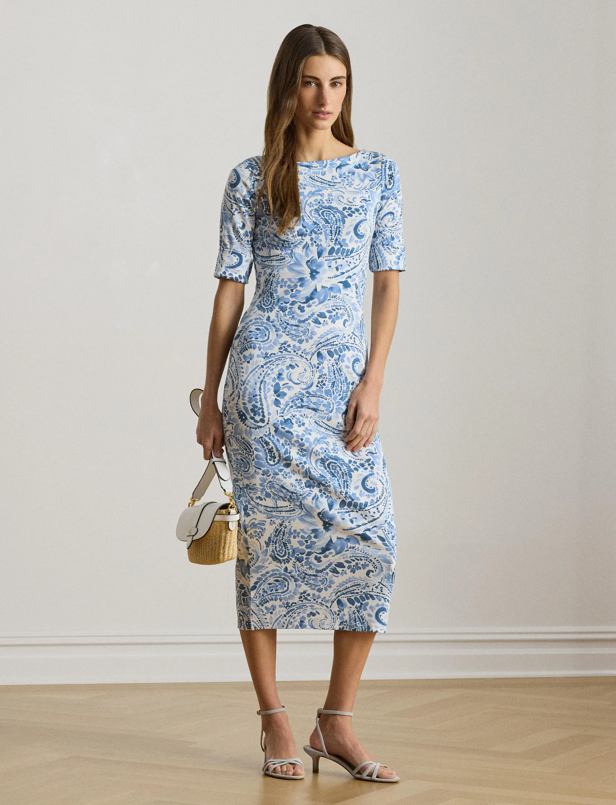 Lauren Ralph Lauren - REFINED STR 1X1 RIB-KNT-DRESSES - t-shirtkjoler - white/blue - 3