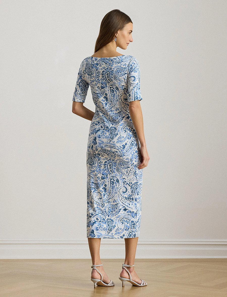 Lauren Ralph Lauren - REFINED STR 1X1 RIB-KNT-DRESSES - t-shirtklänningar - white/blue - 5