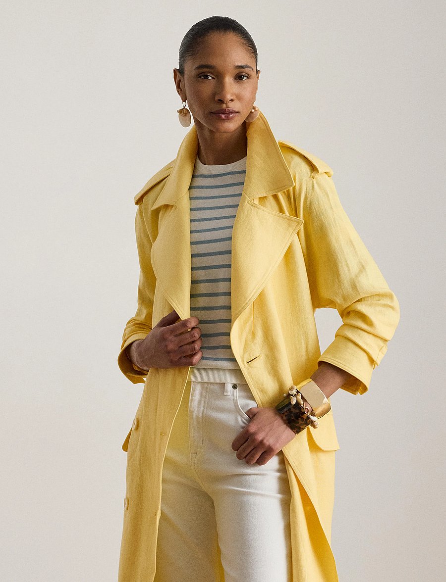 Lauren Ralph Lauren - CLASSIC LINEN-WVN-COAT - trenchcoats - lemon sorbet - 0