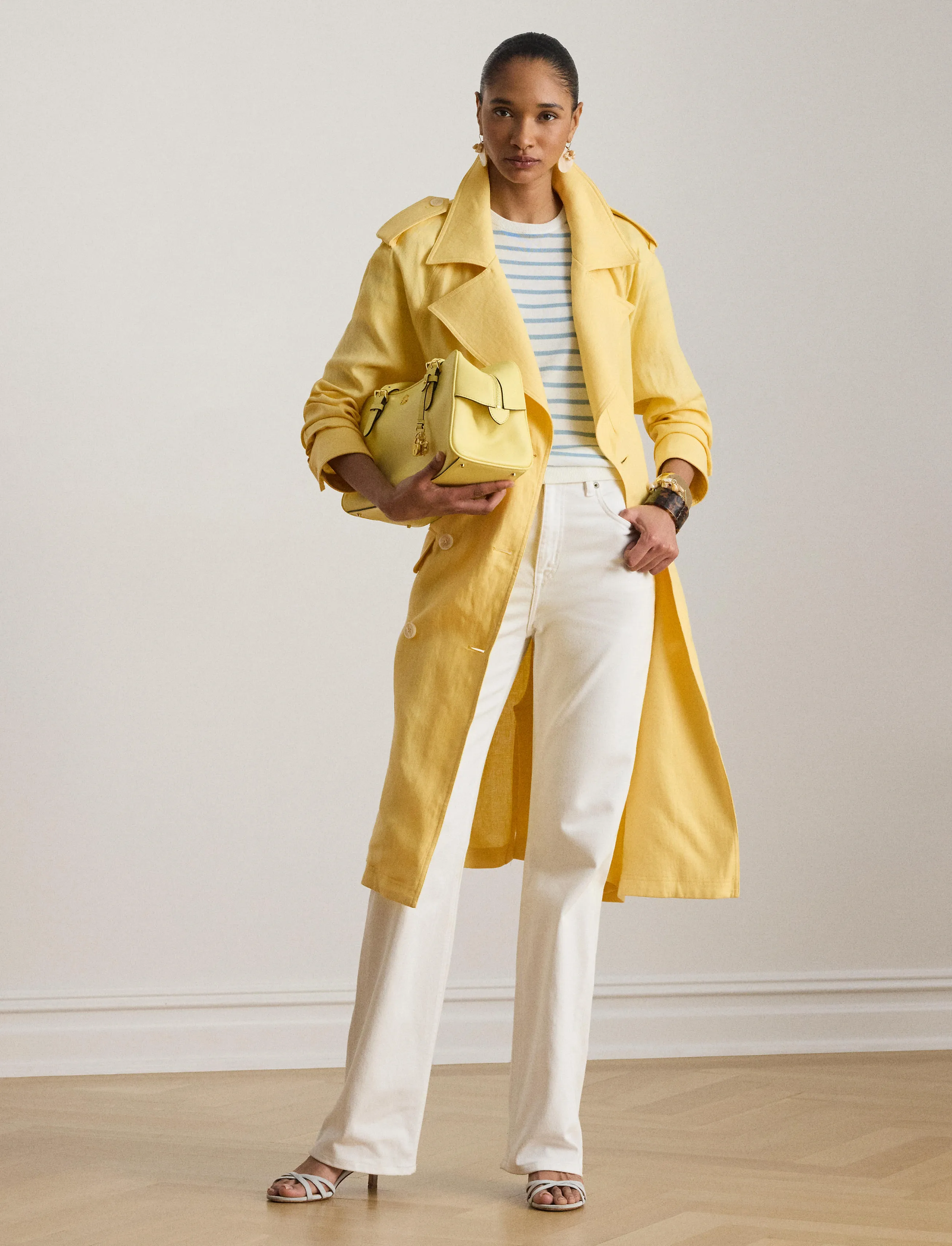 Lauren Ralph Lauren - CLASSIC LINEN-WVN-COAT - trenchcoats - lemon sorbet - 3