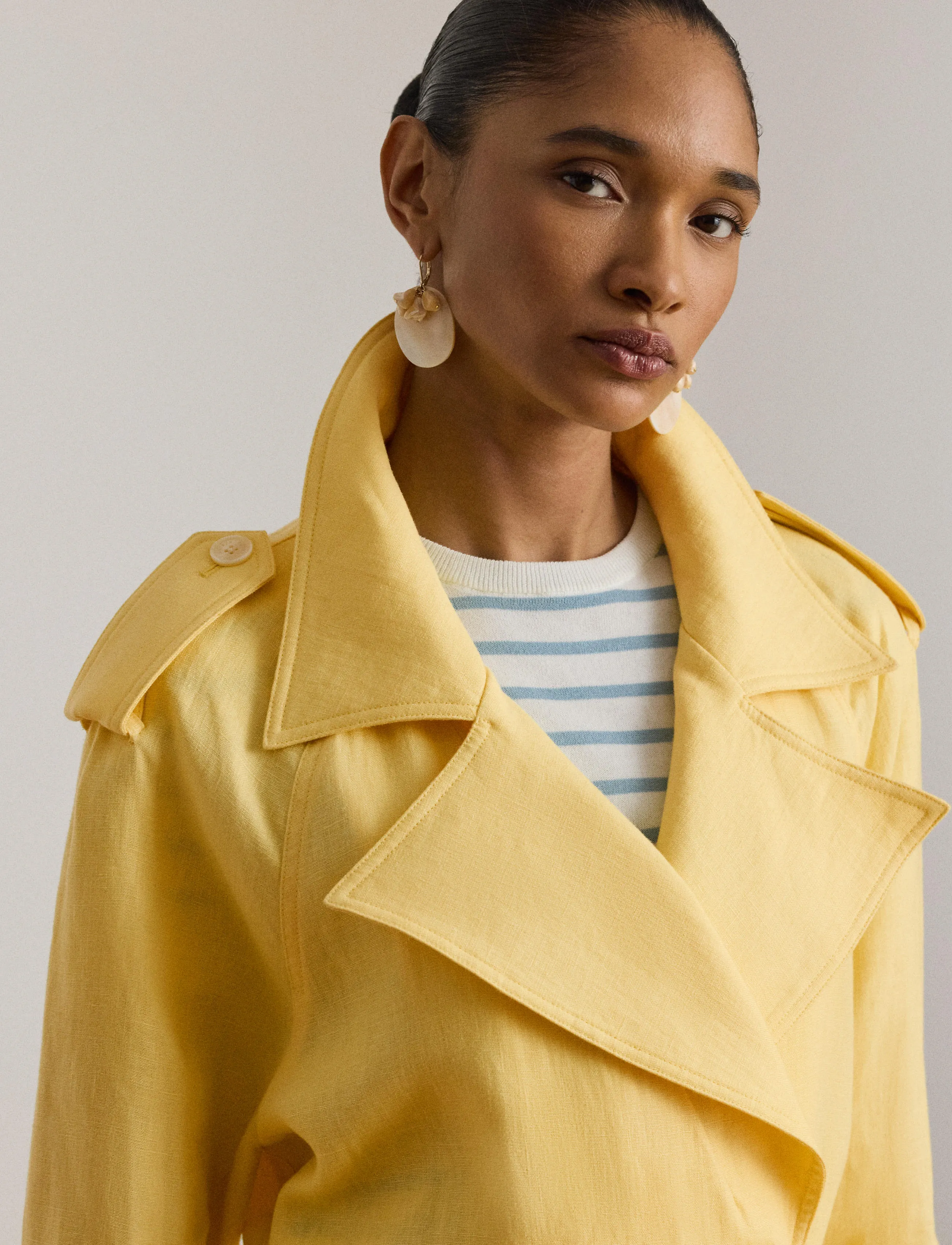 Lauren Ralph Lauren - CLASSIC LINEN-WVN-COAT - trenchcoats - lemon sorbet - 4