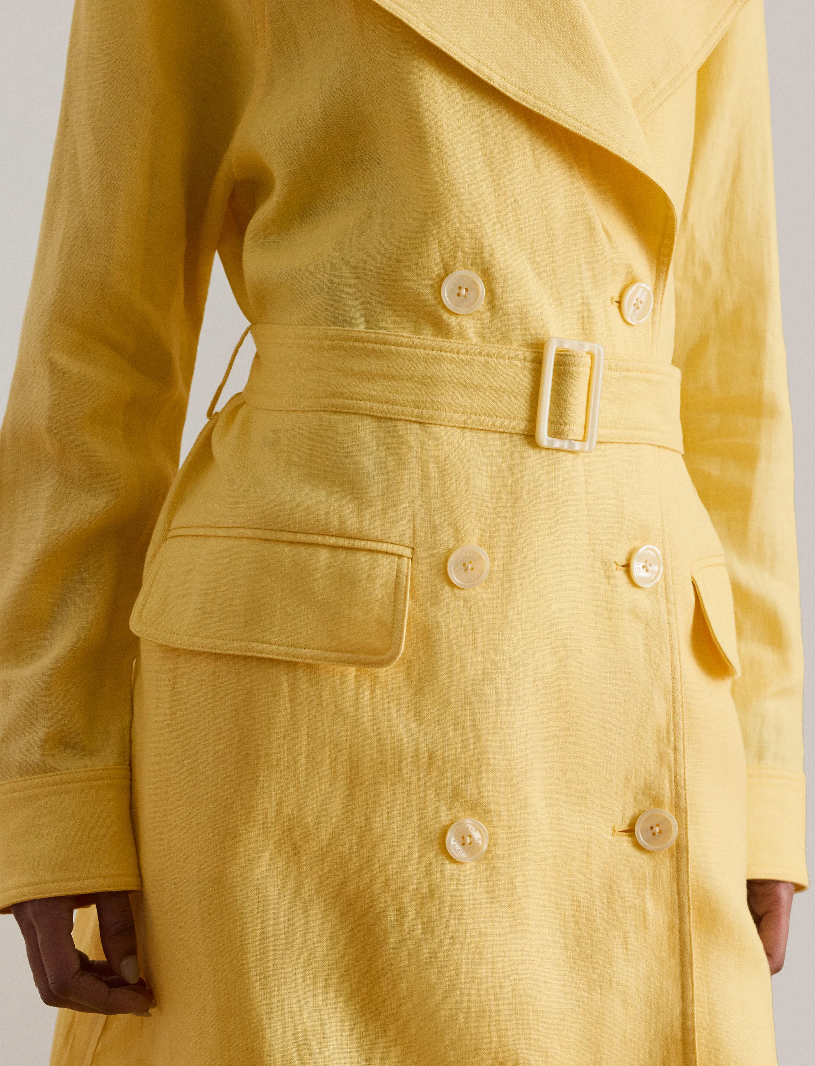 Lauren Ralph Lauren - CLASSIC LINEN-WVN-COAT - trenchcoats - lemon sorbet - 5