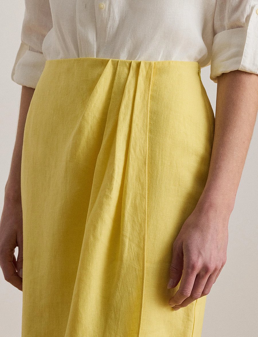 Lauren Ralph Lauren - SOFT DRAPEY LINEN-WVN-SKIRT - midi-röcke - lemon sorbet - 4