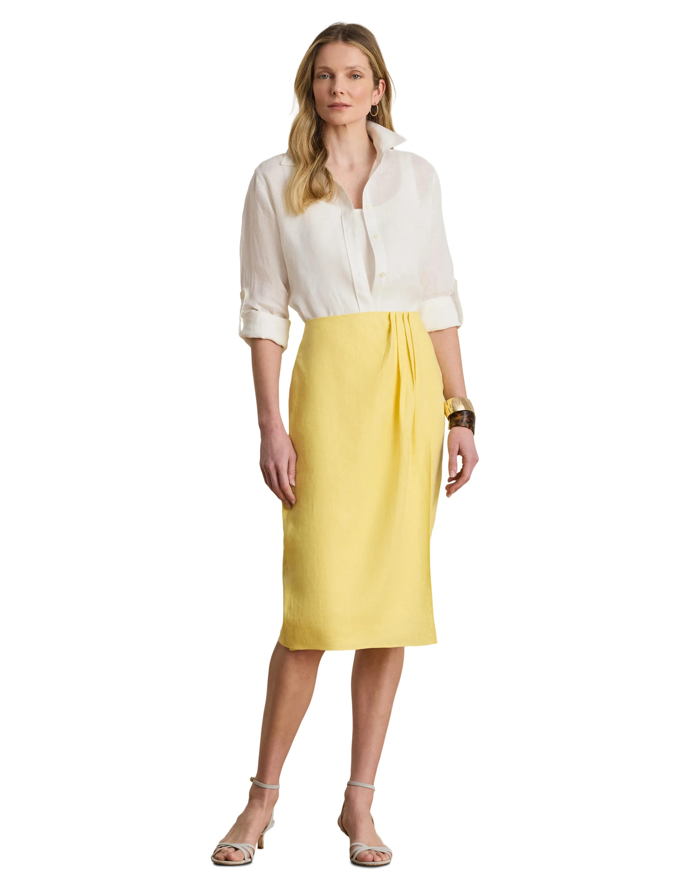 Lauren Ralph Lauren Soft Drapey Linen-Wvn-Skirt midikjolar dam – bild 5
