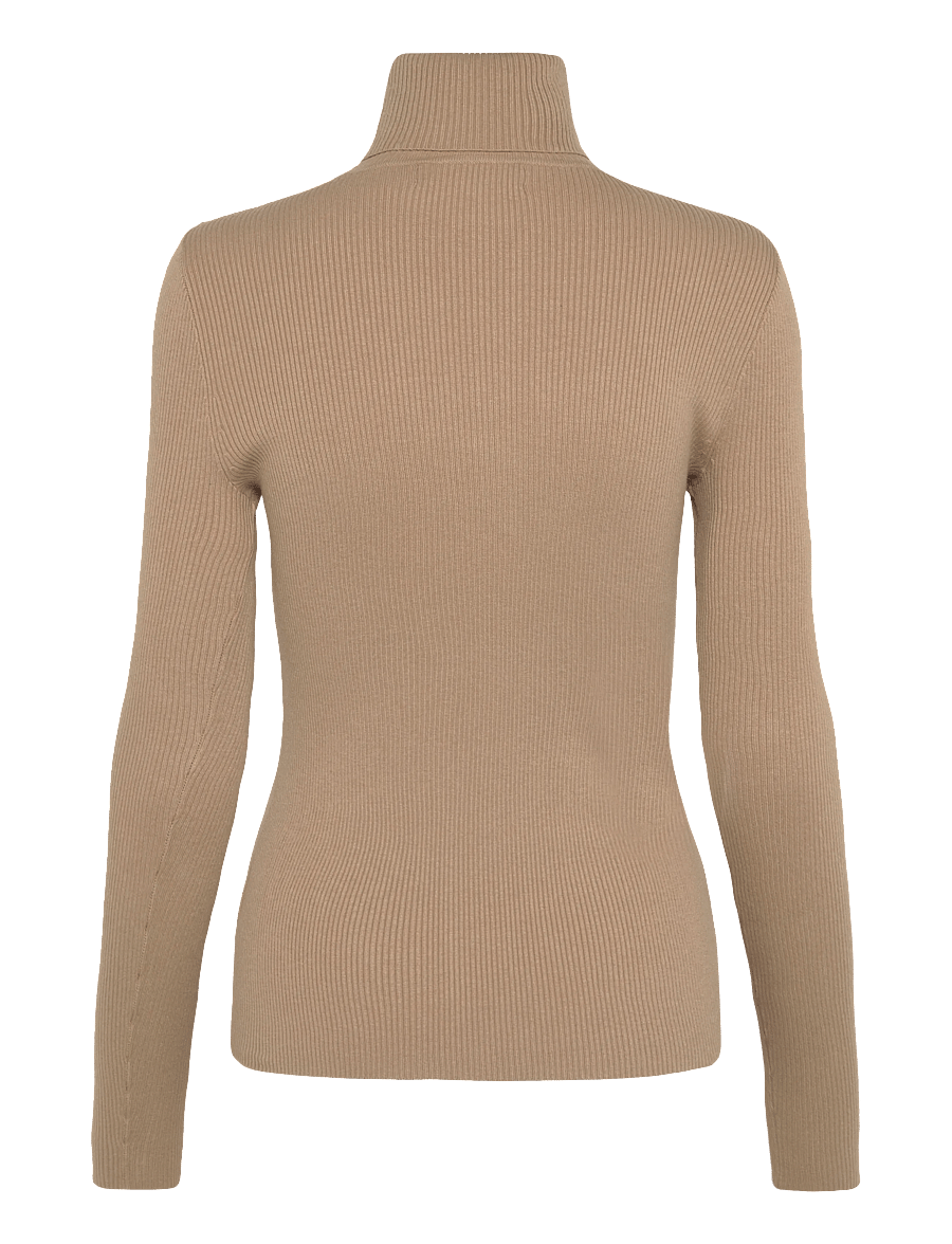 Lauren Ralph Lauren - Cotton-Blend Ribbed Turtleneck - kõrge kaelusega kudumid - lauren camel - 3