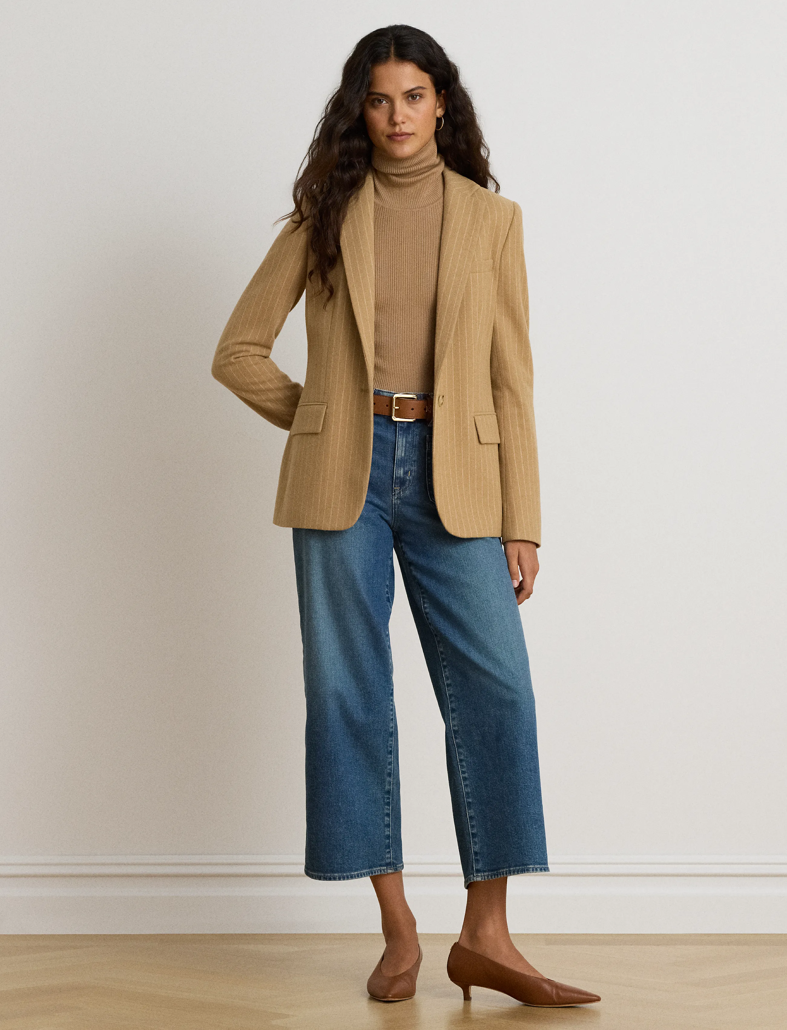 Lauren Ralph Lauren - Cotton-Blend Ribbed Turtleneck - rullekraver - lauren camel - 5