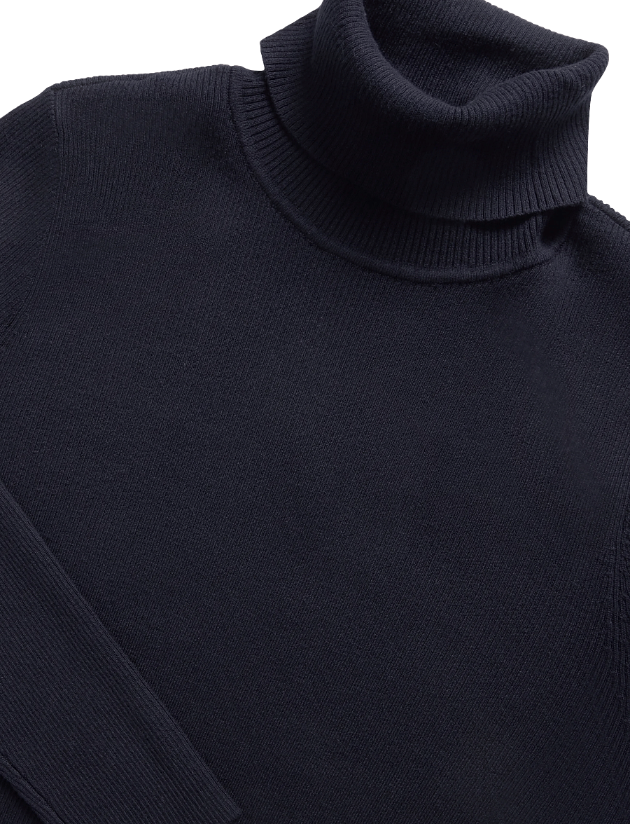 Lauren Ralph Lauren - Cotton-Blend Ribbed Turtleneck - kõrge kaelusega kudumid - lauren navy - 3