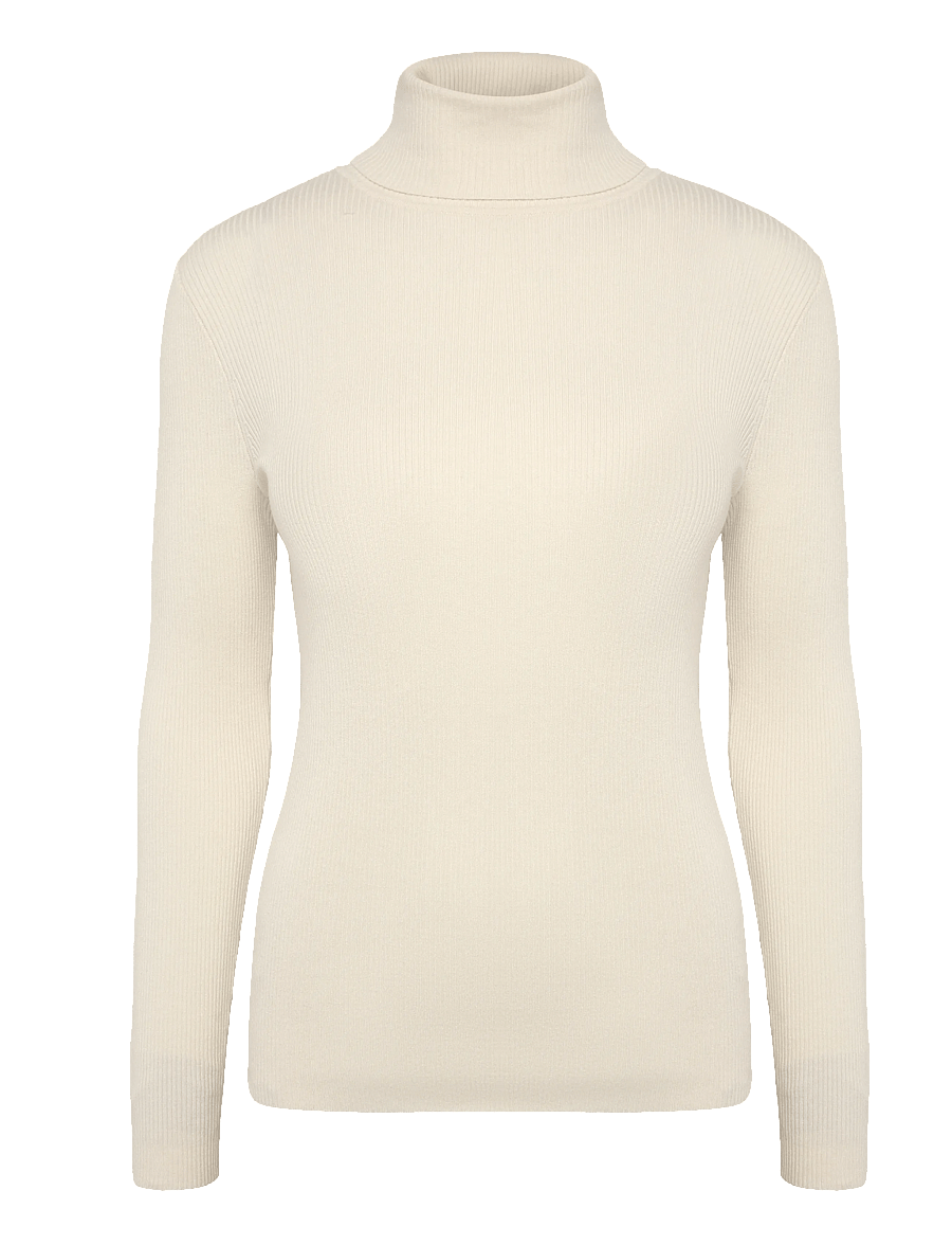 Lauren Ralph Lauren - Cotton-Blend Ribbed Turtleneck - polotröjor - mascarpone cream - 1